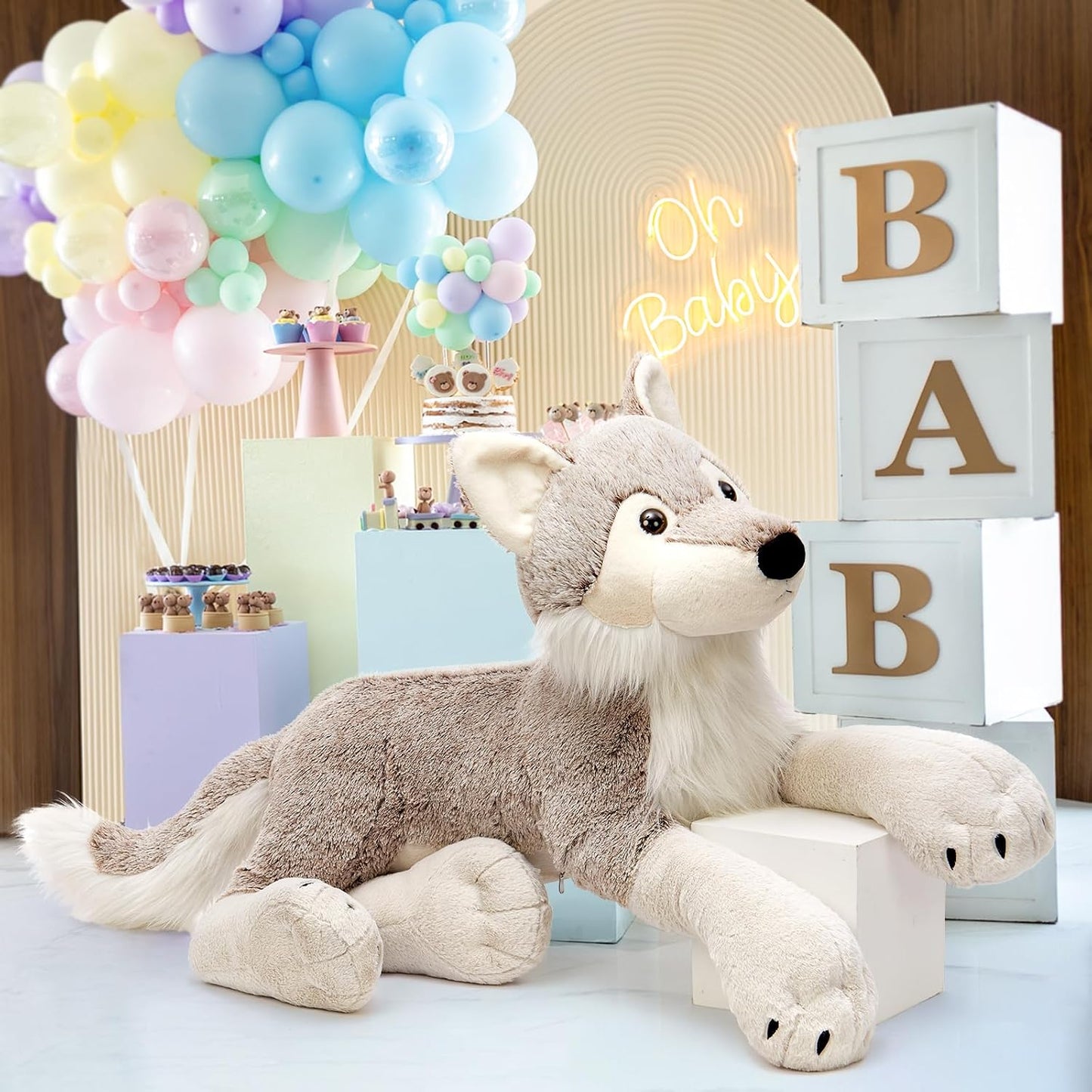 MaoGoLan Animal de peluche grande de lobo para niño, peluche de lob...