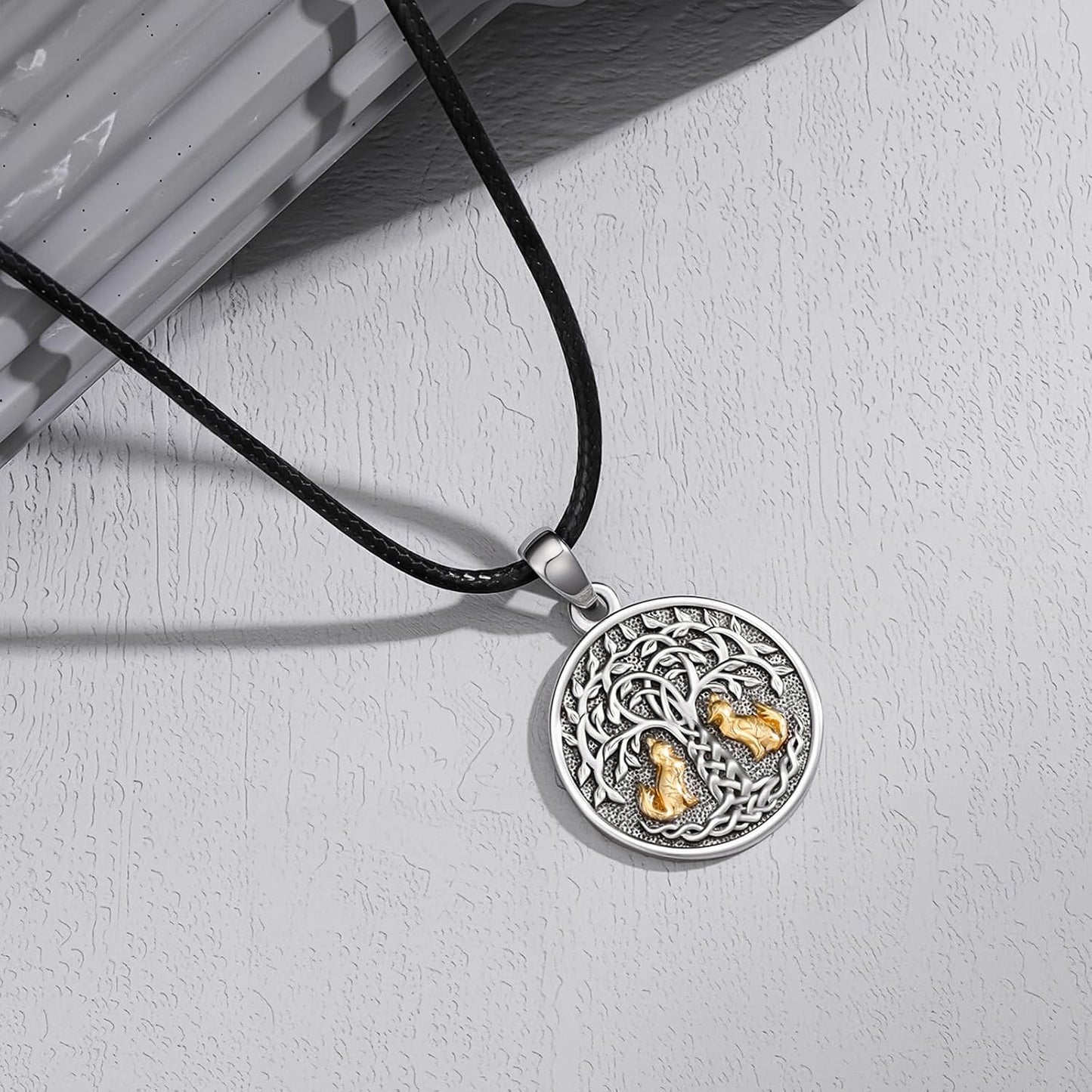 SOESON Collar Vintage para Hombre Plata de Ley 925 Animal Vikingo N...