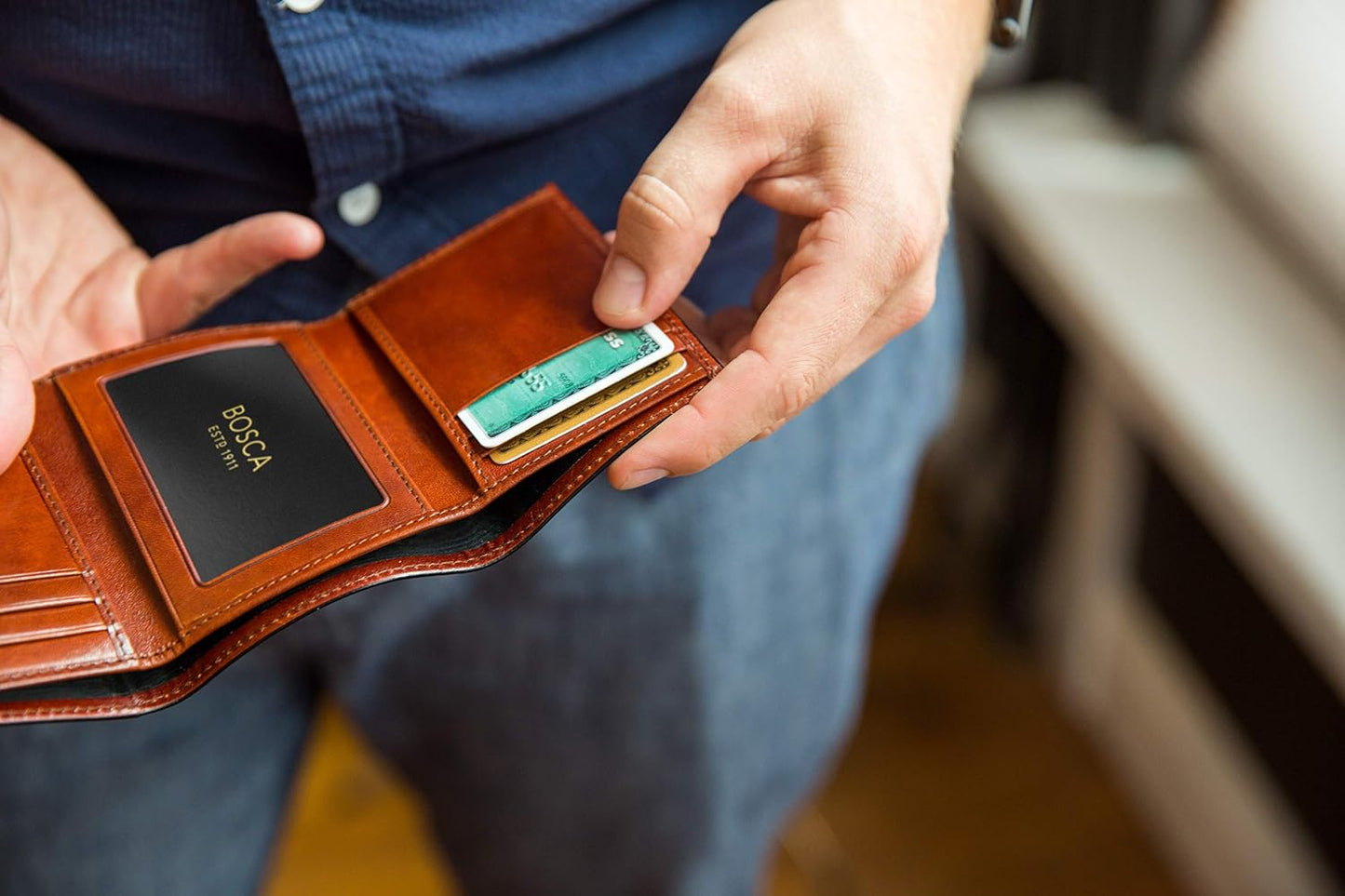Bosca Doble I.D. Trifold para hombre