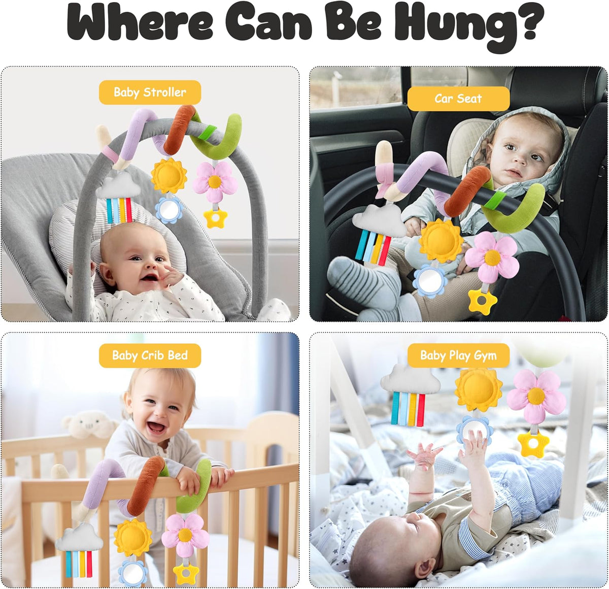 Stuffed Juguetes en espiral para asiento de automóvil para bebé, lo...
