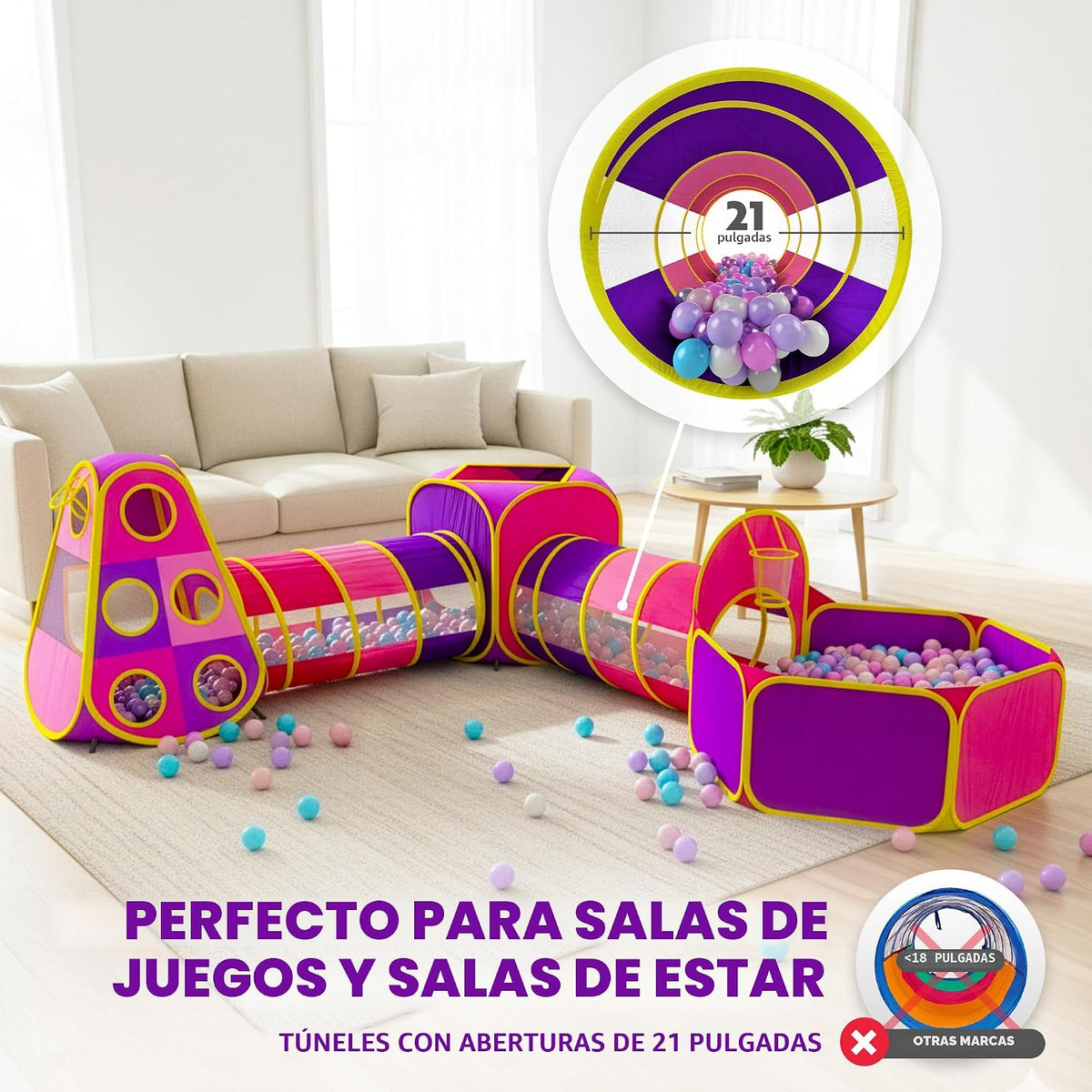 Playz Tiendas de campaña y túneles de juego para niños de 5 piezas,...