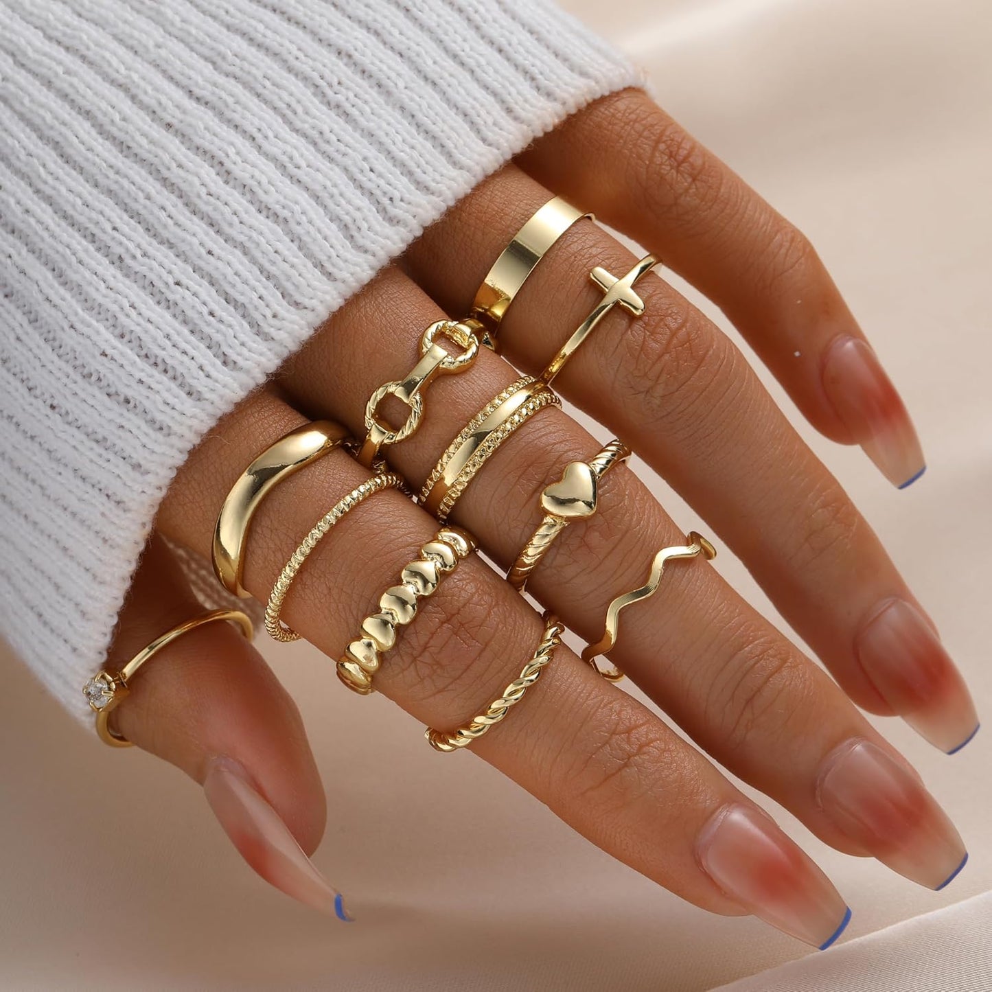 YEEZII Juego de 25 anillos dorados para nudillos para mujer, lindos...
