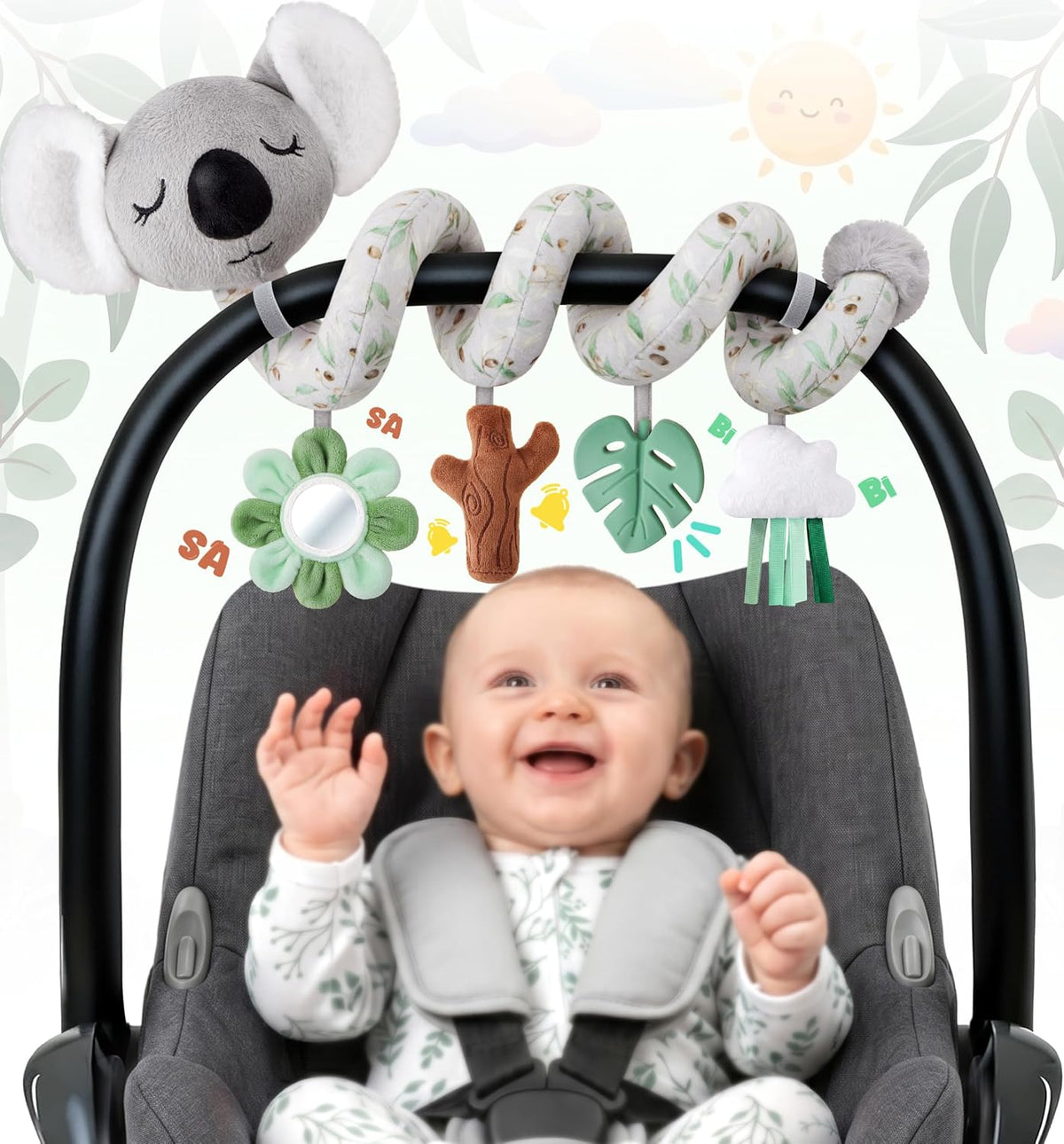 Stuffed Juguetes estéticos de asiento de automóvil en espiral Koala...