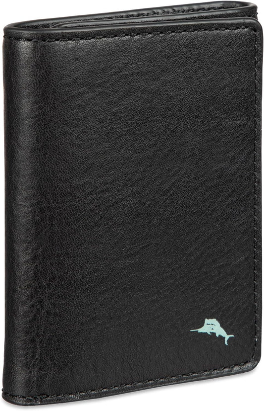 Tommy Bahama Billetera Trifold de cuero para hombre Negro