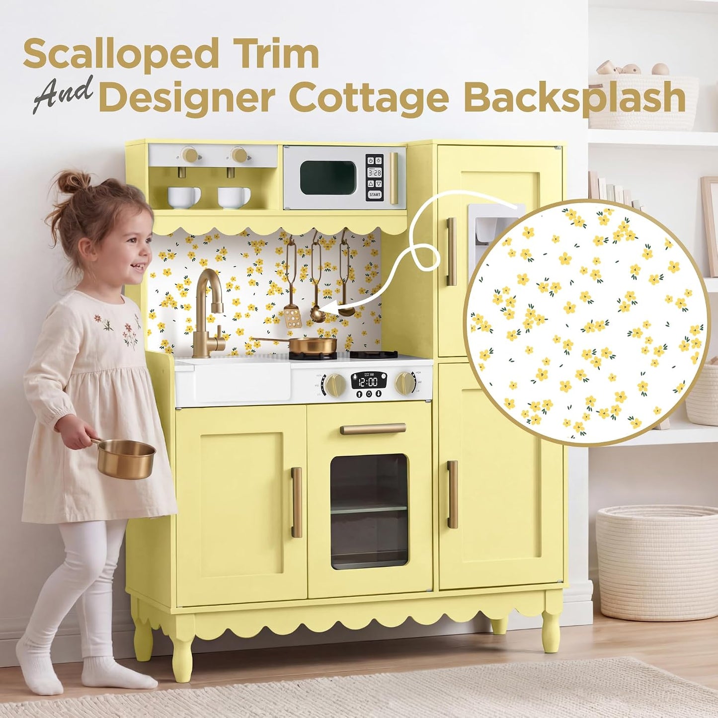 Best Choice Products Juego de cocina para niños, estilo cabaña, jue...