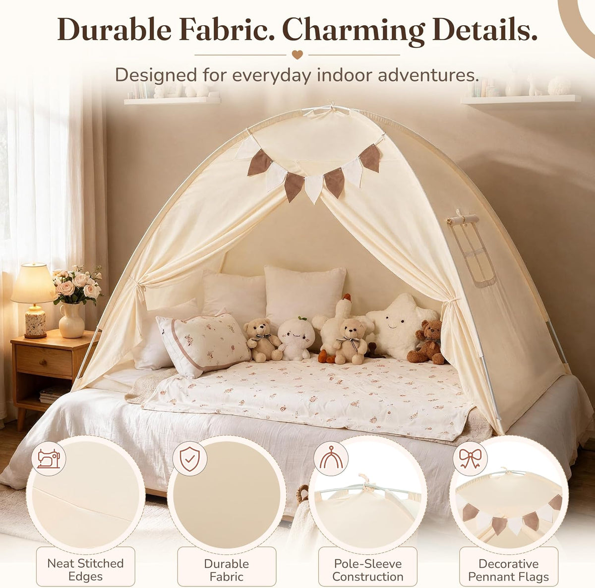 Modernus Tienda de campaña para cama individual para niños, toldo d...