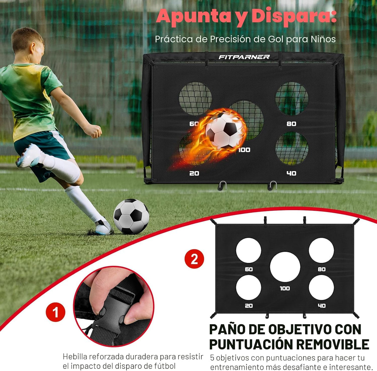 FITPARNER Portería de fútbol, portería de fútbol para niños en el p...