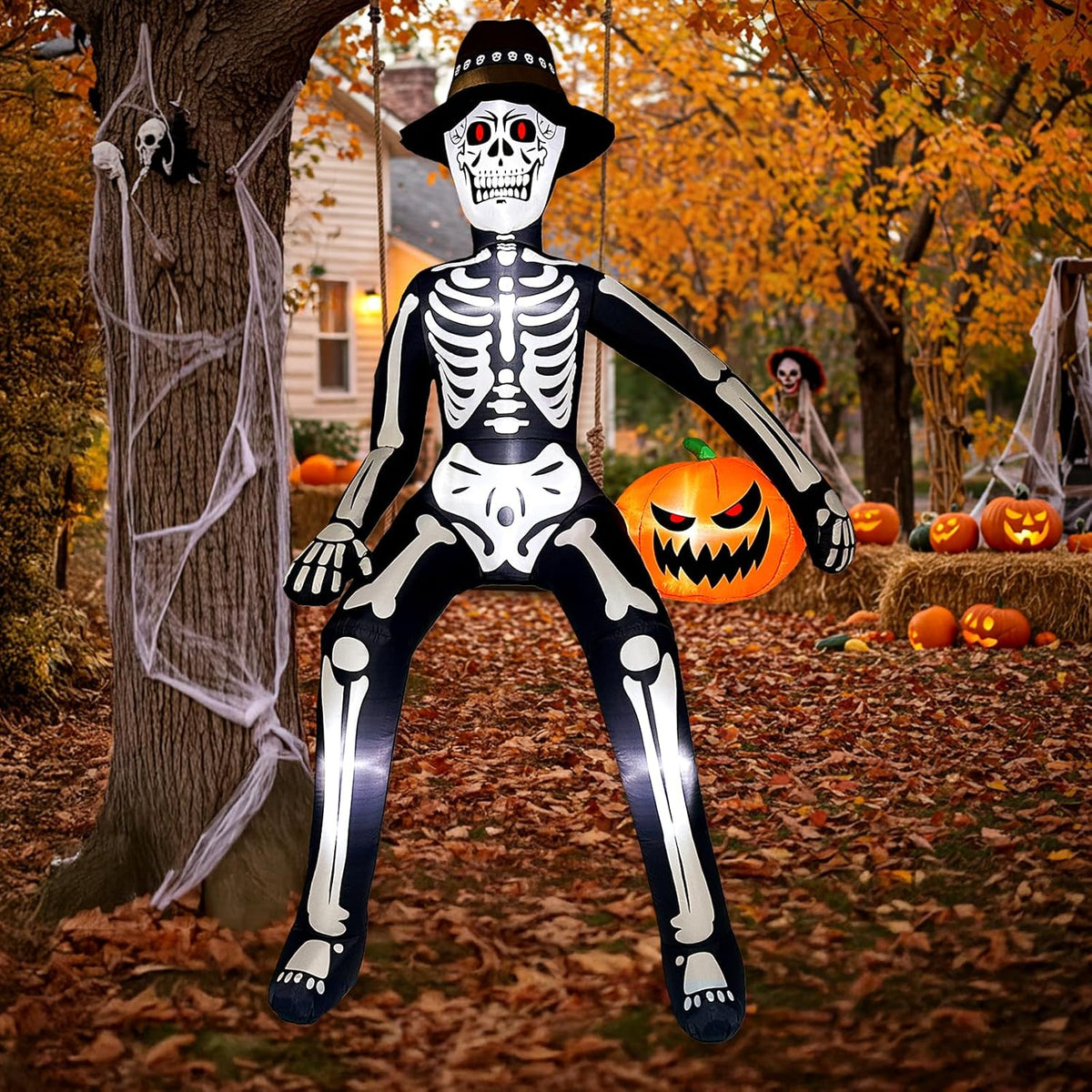 OurWarm Esqueleto gigante de 10 pies para decoración de Halloween p...