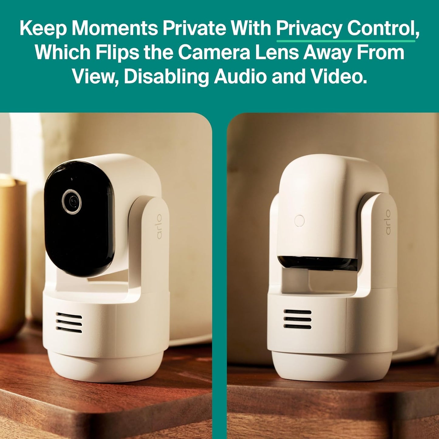 Arlo Cámara de seguridad Essential para interiores con zoom panorám...