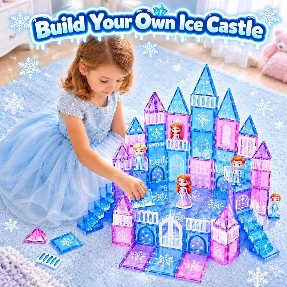 GobiDex Juego de castillo de princesa de azulejos magnéticos de 100...