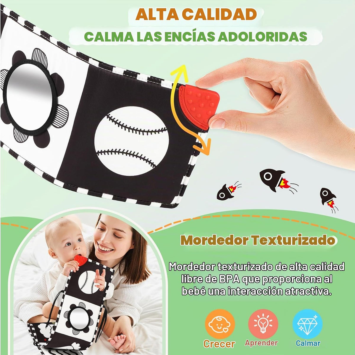 BBWOO Juguetes de Alto Contraste para Bebés Recién Nacidos, Juguete...