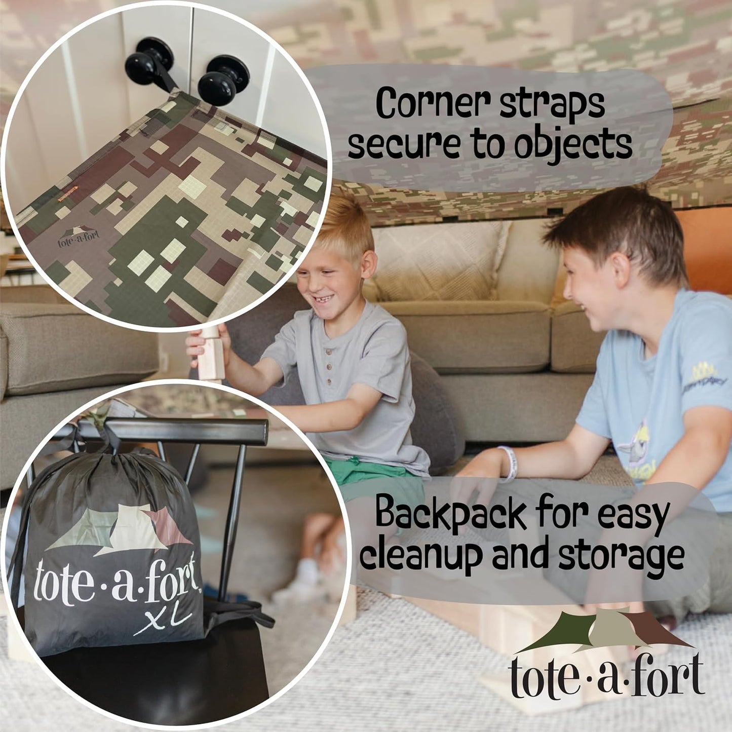 Tote a Fort Camo - Kit de construcción de fortaleza XL para niños,...