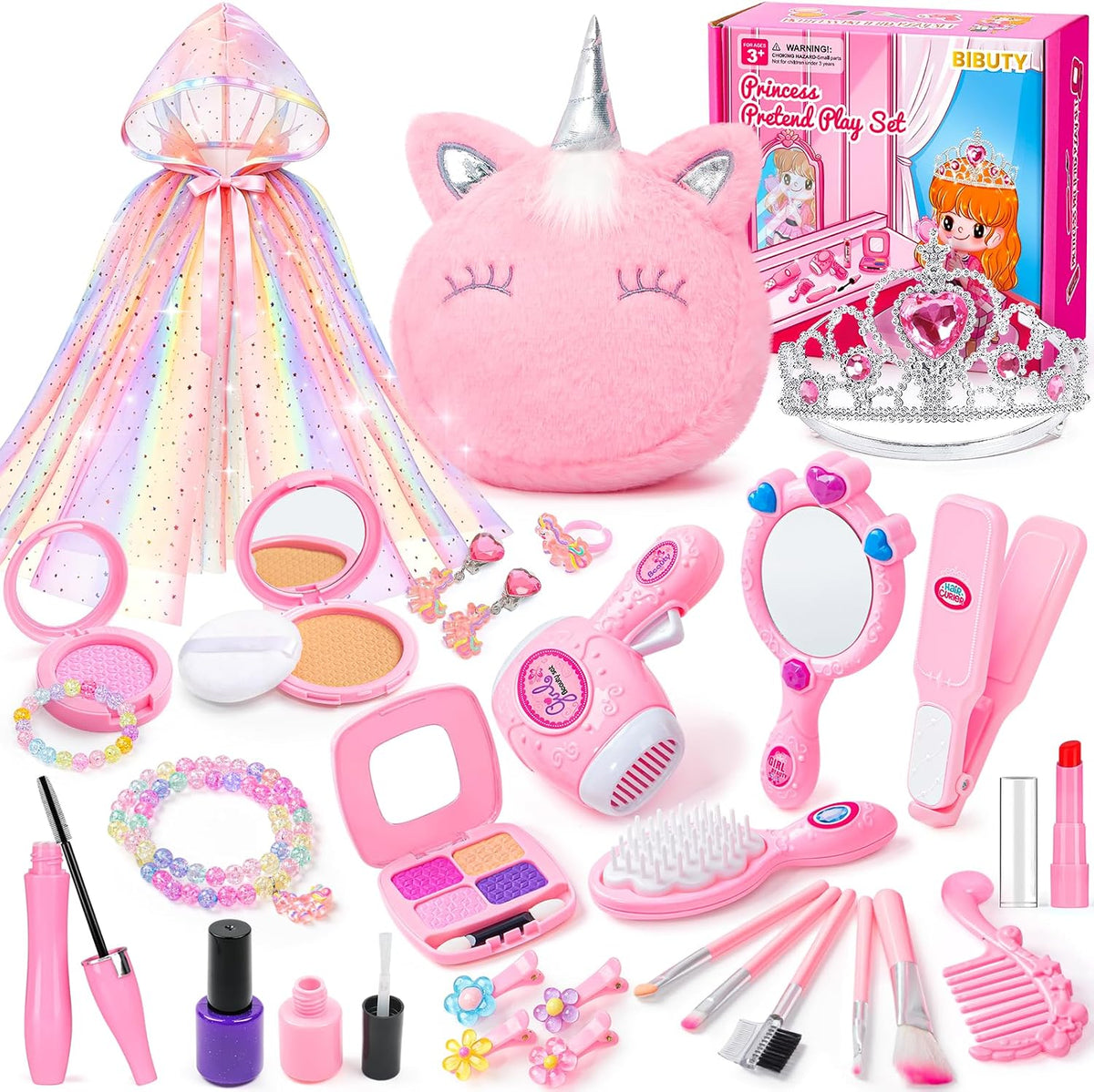 Kit de maquillaje para niñas BIBUTY, juguetes de princesa, maquilla...