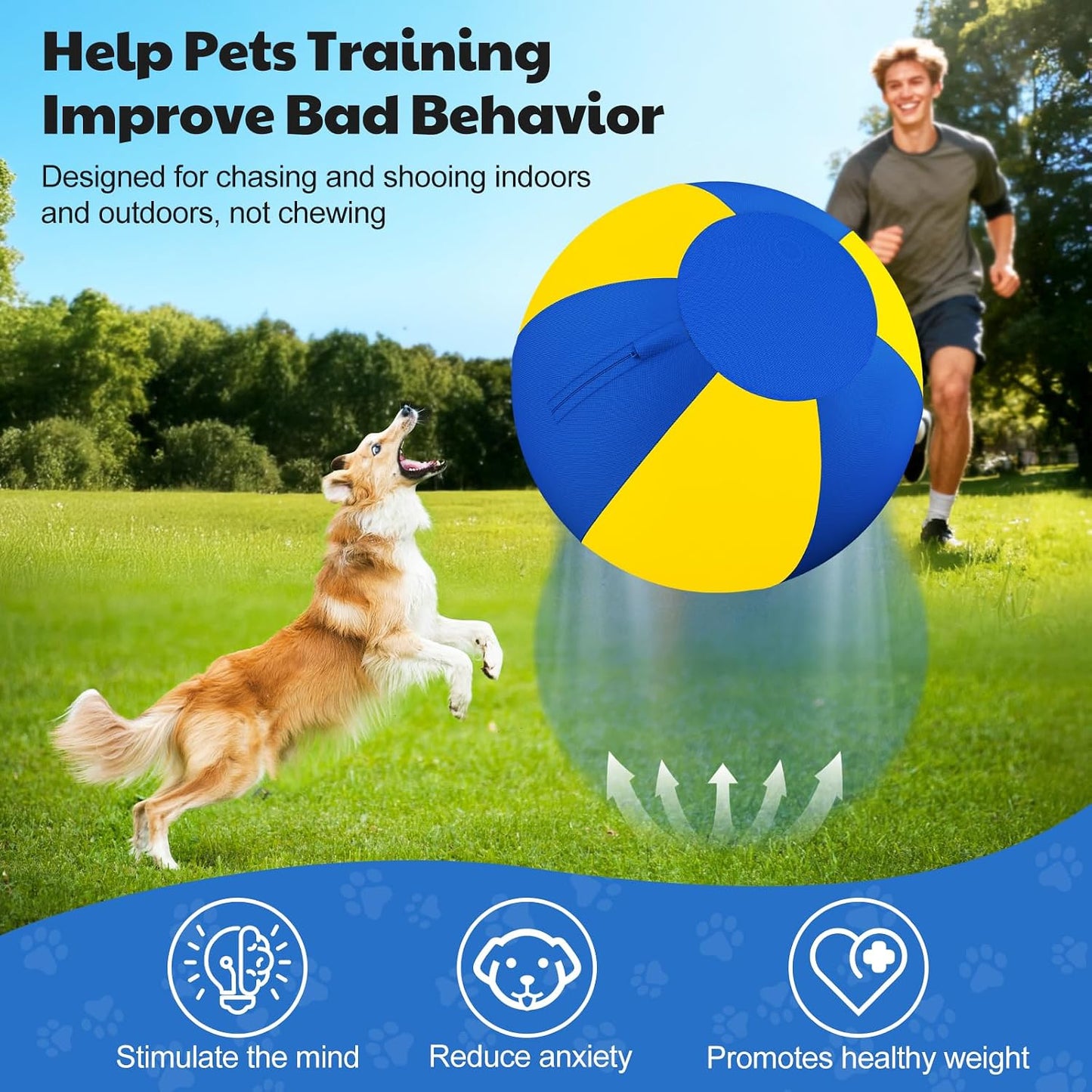 Happypaw 3.0 2026 - Pelota de pastor para perros de 18 pulgadas, re...