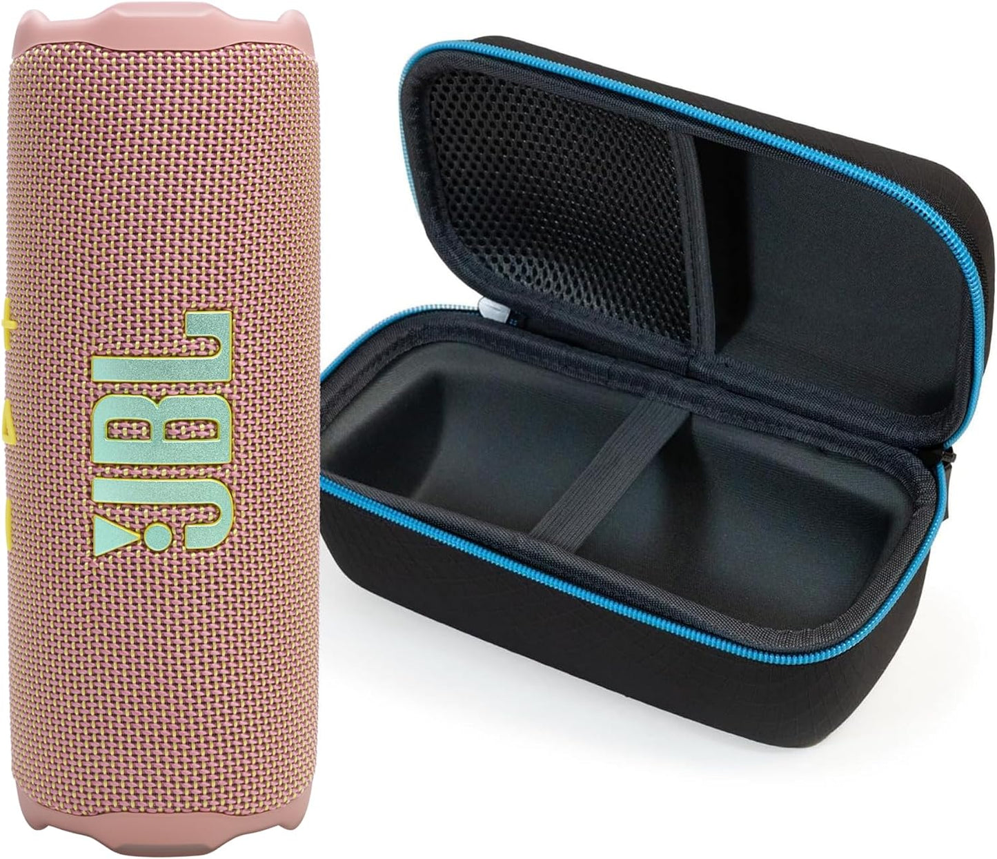 JBL Flip 7 (Azul) + Paquete con funda protectora rígida divvi! (Negro)
