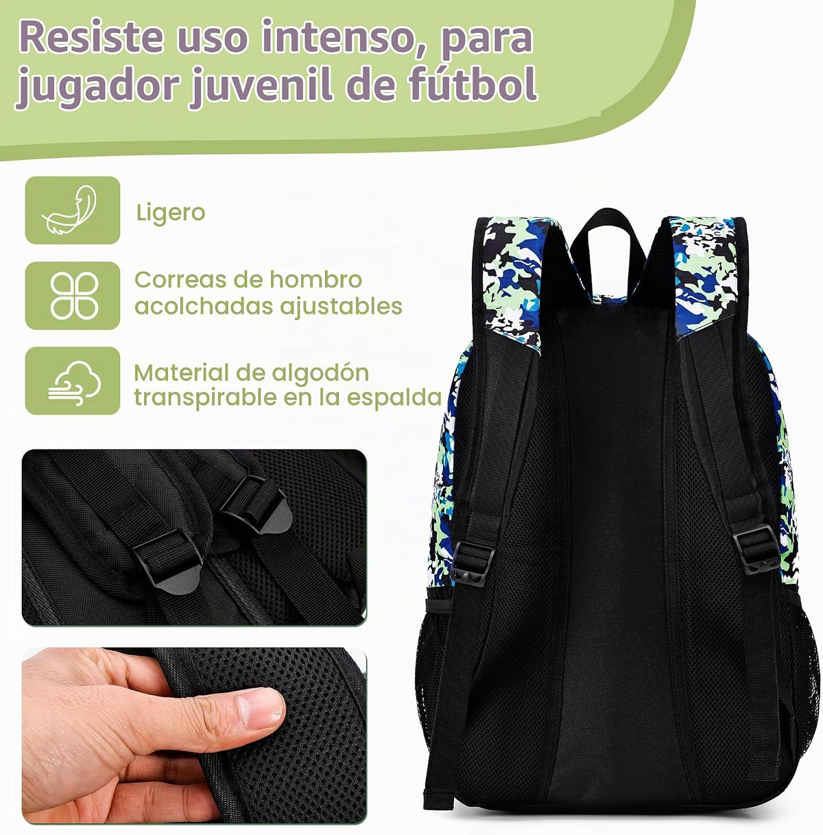 Hsmihair - Mochila de fútbol juvenil - Mochila para fútbol y balonc...