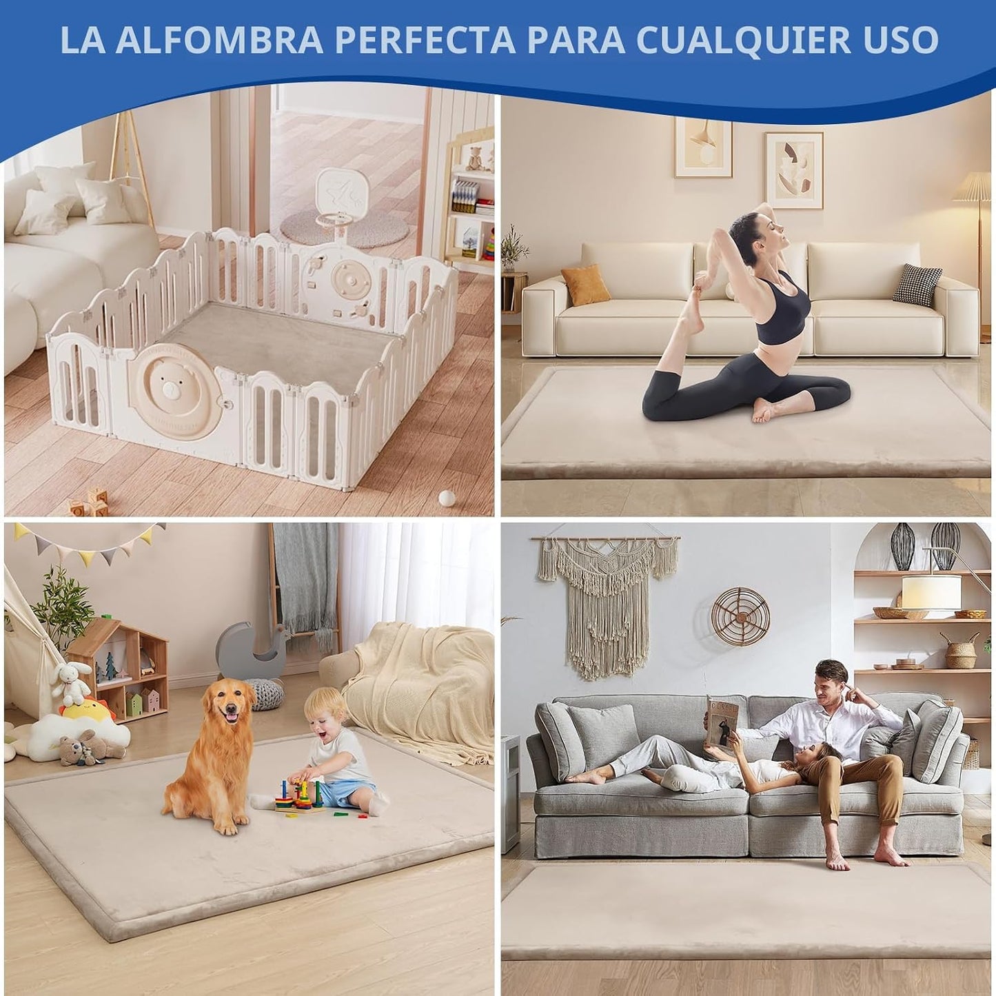 Tapete de juego para bebé para suelo, tapete de espuma viscoelástic...