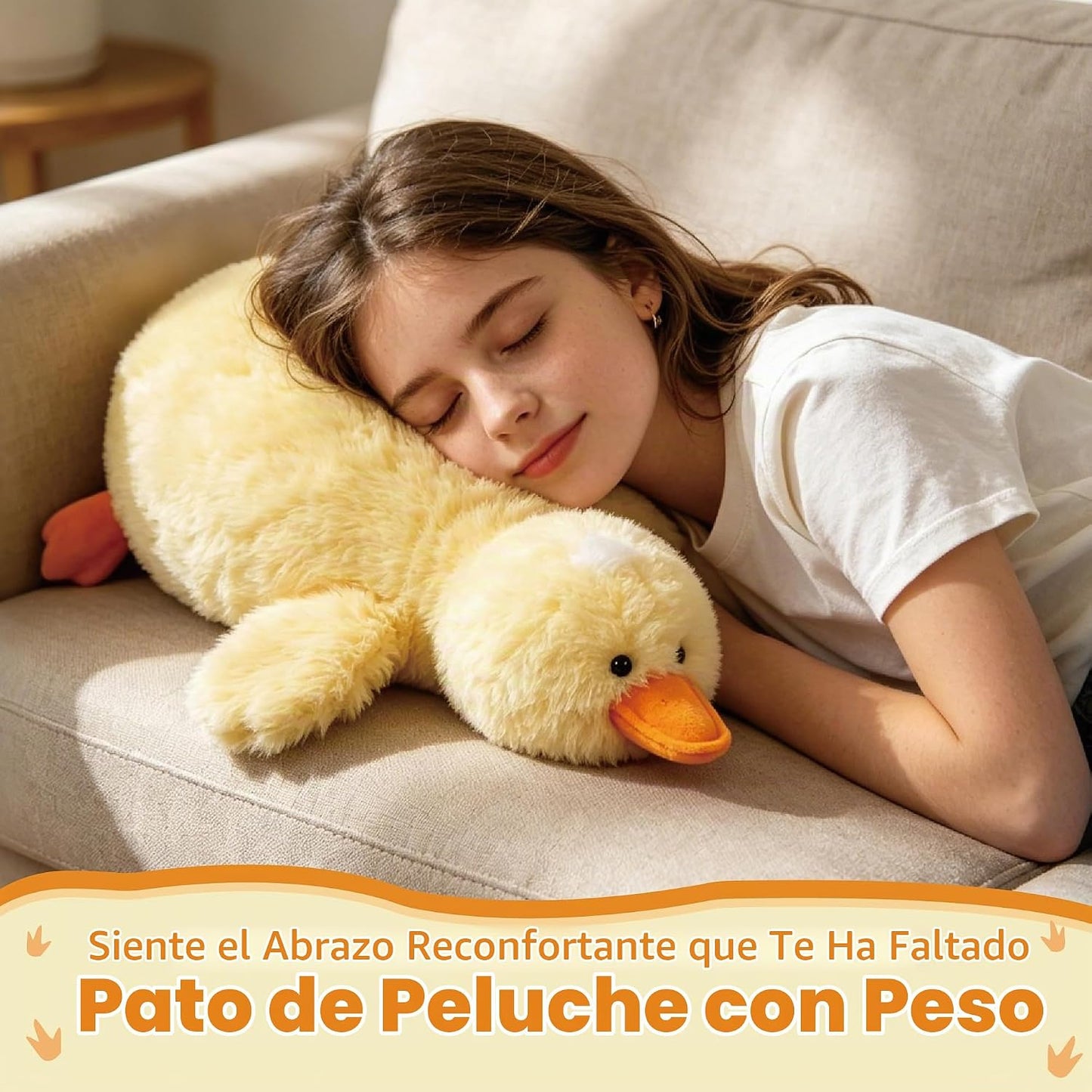 Jrystar Animales de peluche de pato amarillo, juguete de peluche de...