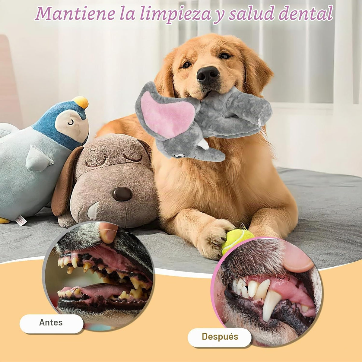 Letsmeet - Juguetes de peluche grandes y chirriantes y papel arruga...