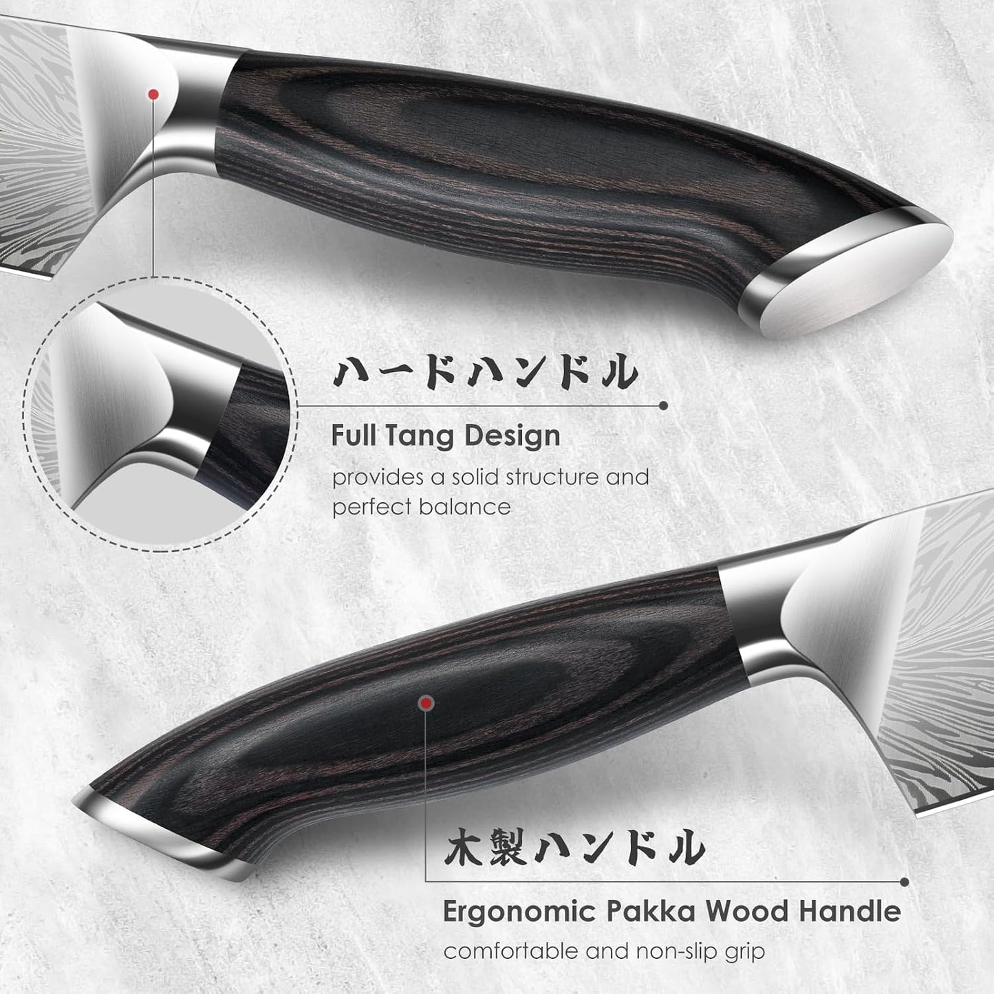 SHAN ZU - Juego de cuchillos de cocina, cuchillo Santoku de 20 cm,...
