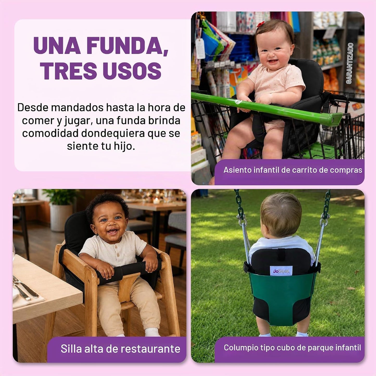 JoSeat Funda de asiento para carrito de compras, color negro | Prot...