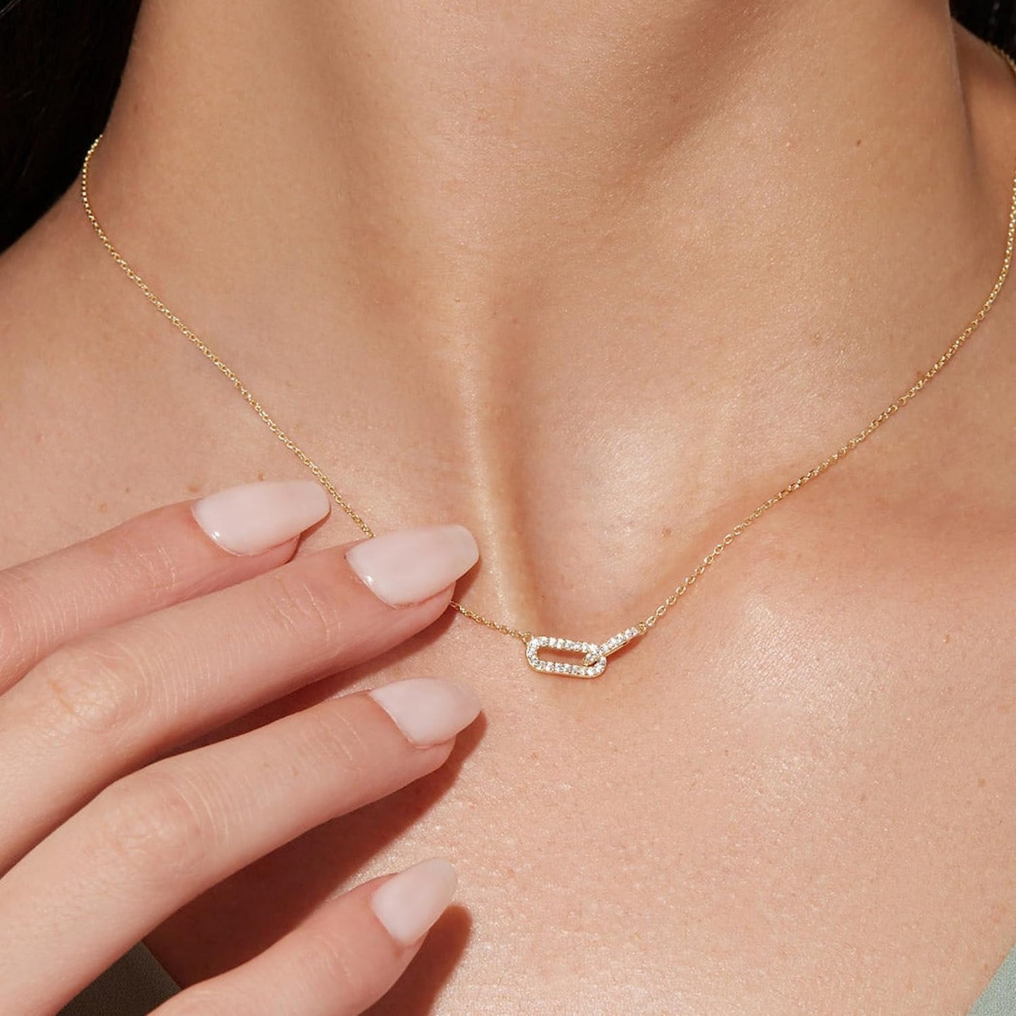 Freekiss Collar con dije de oro para mujer, delicado, de diamantes,...