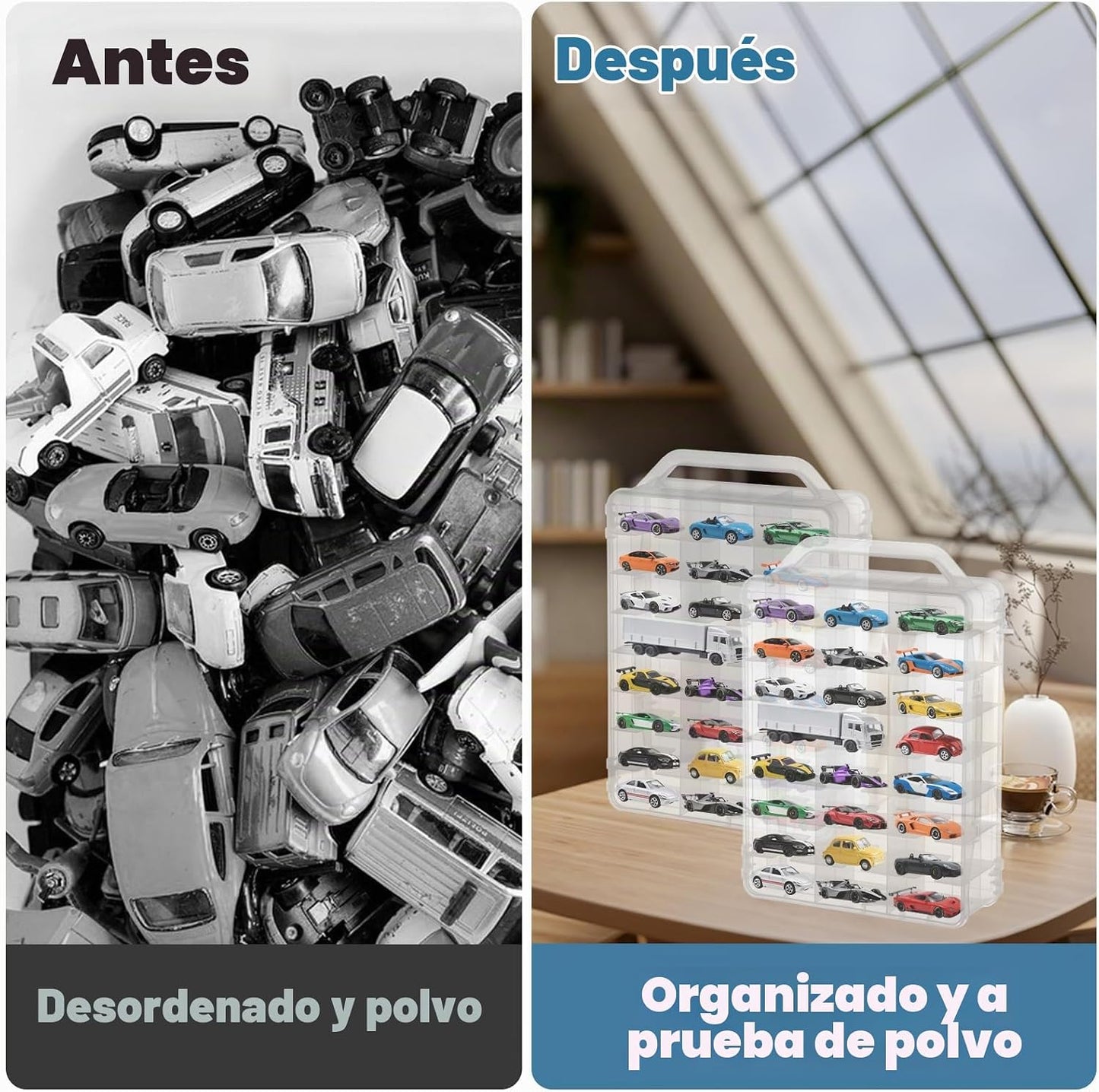 Estuche de almacenamiento de auto de juguete de doble cara a escala...