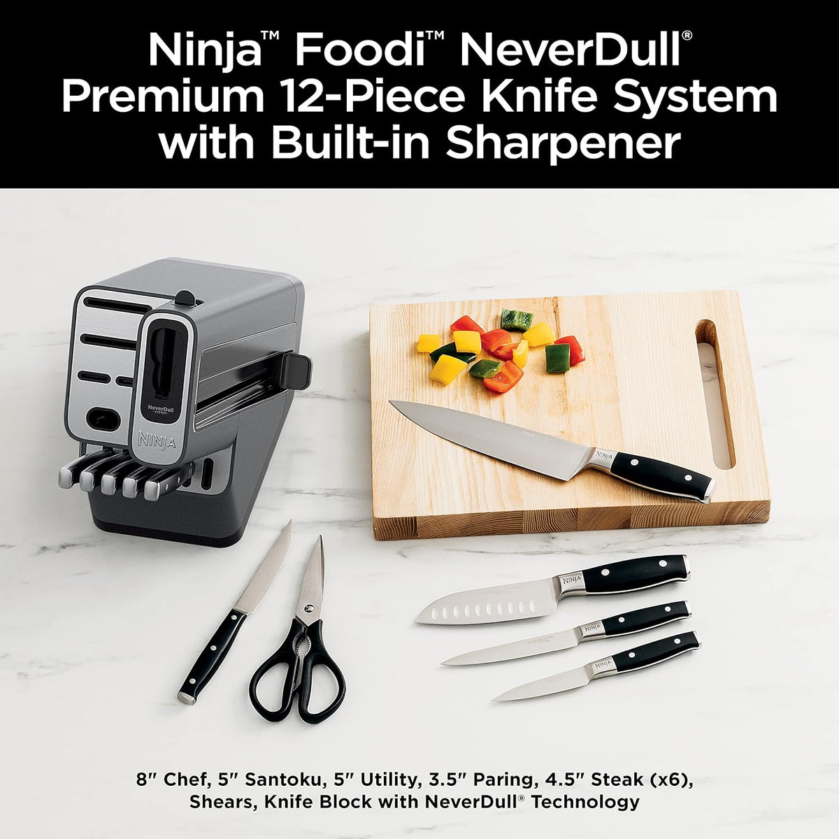 Ninja K32012 Foodi NeverDull - Sistema de cuchillos de alta calidad...