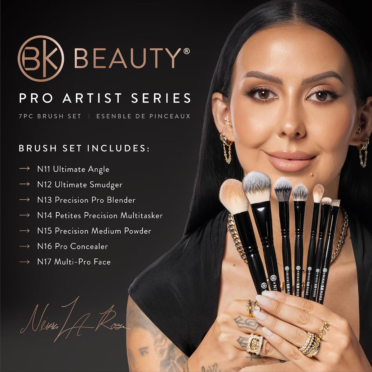 BK BEAUTY - Juego de brochas de maquillaje Nikki La Rose Pro Artist...