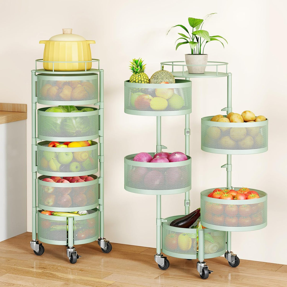 SAYZH Cesta de frutas y verduras para cocina, estante de almacenami...