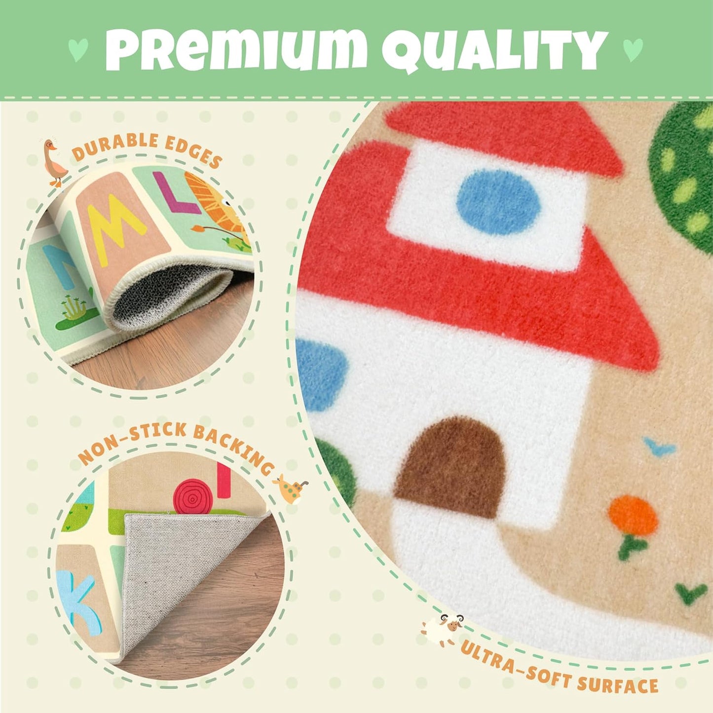 Hazo Haus Alfombra lavable para sala de juegos para niños, alfombra...