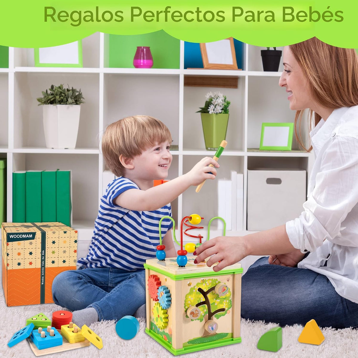 WOODMAM Cubo de Actividades de Madera 7 en 1 | Juguetes Montessori...