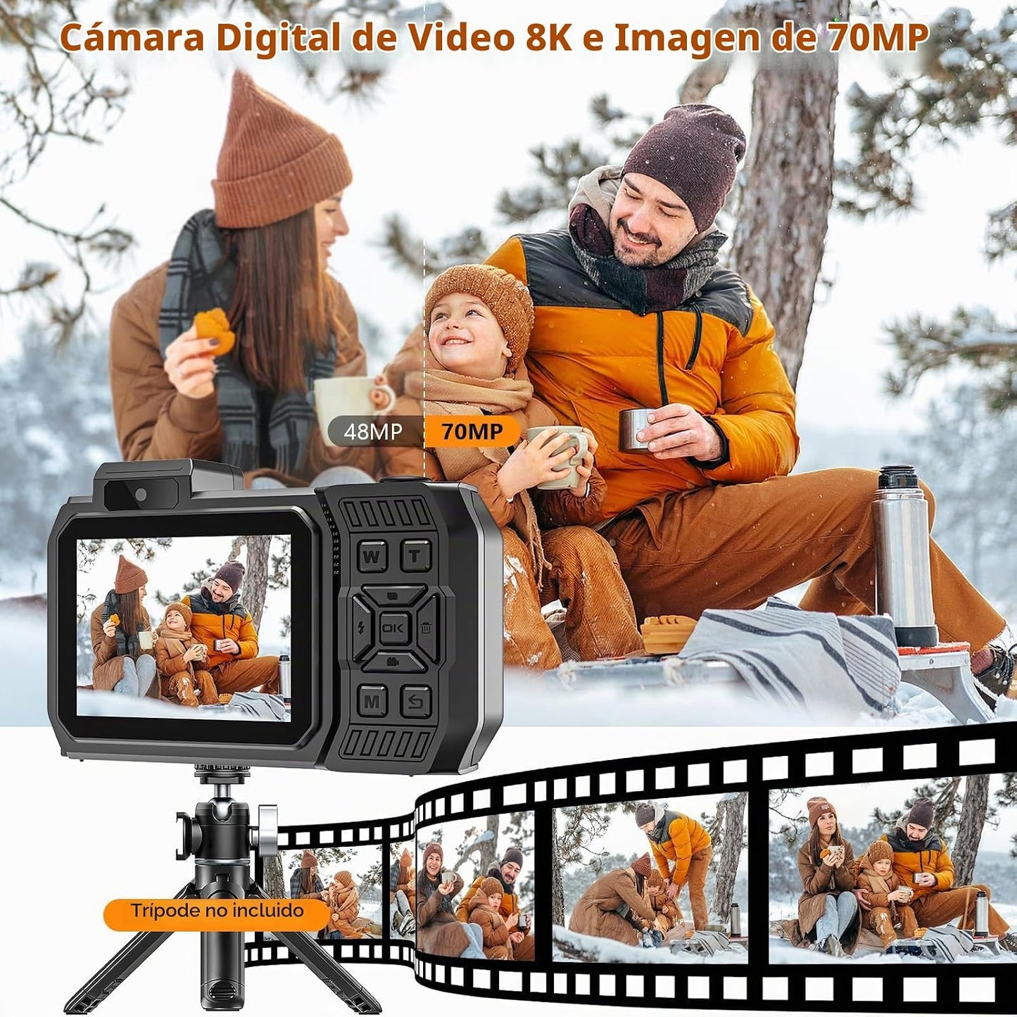 Cámara subacuática 8K, cámara digital impermeable WiFi de 70MP 33FT...