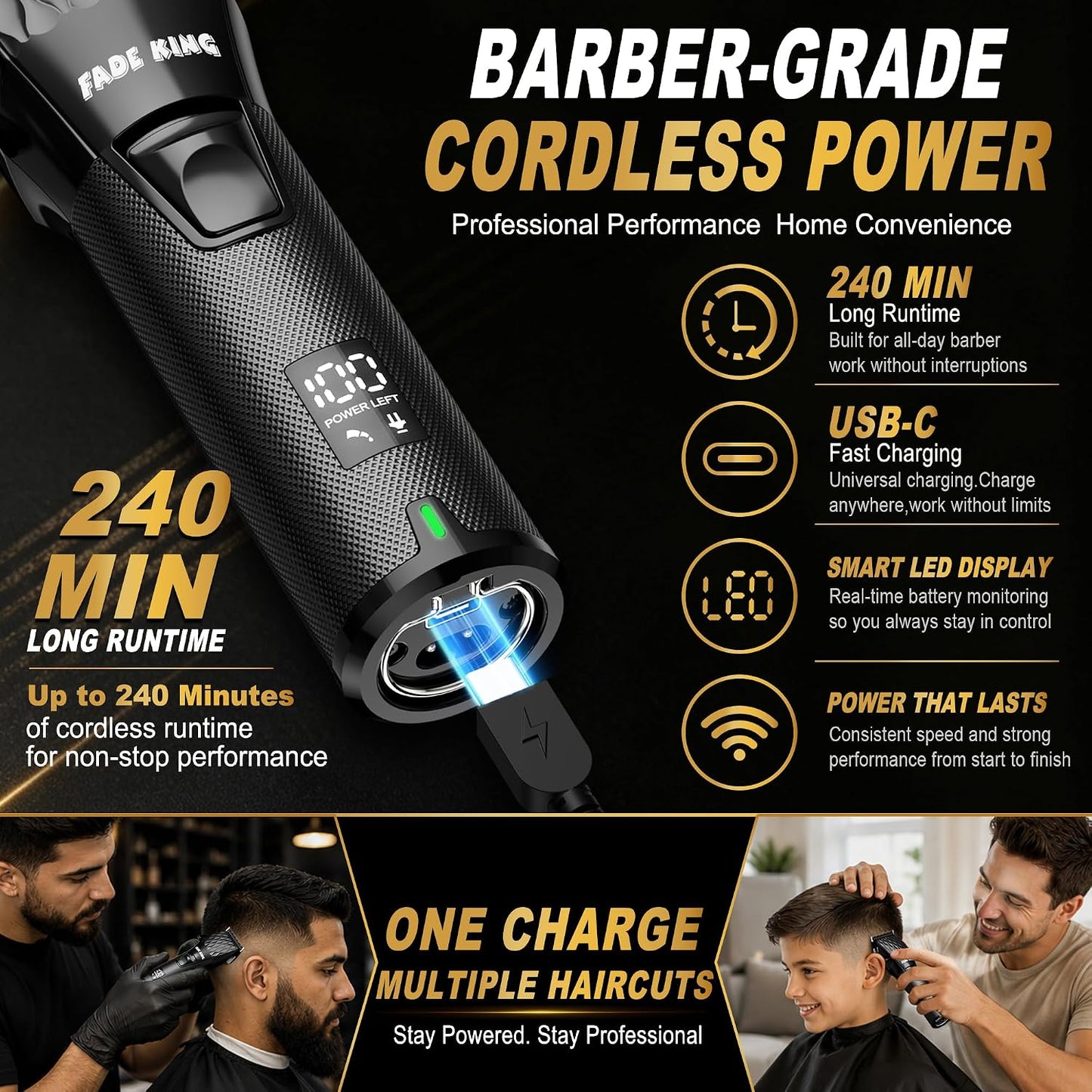 FADEKING Cortadora de pelo profesional para hombres, kit de recorta...