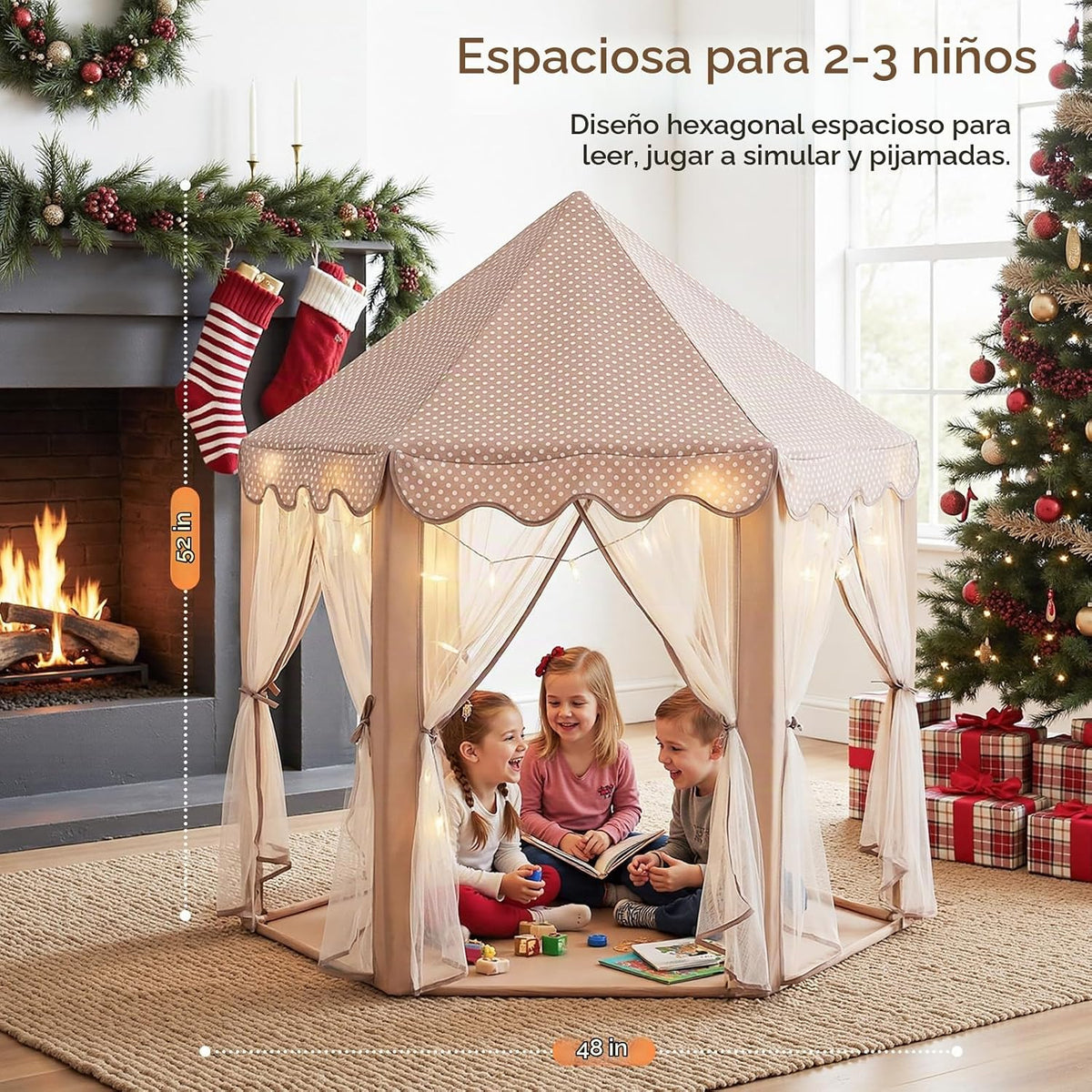 Wilwolfer tienda de campaña tipo castillo de princesa para niñas, t...