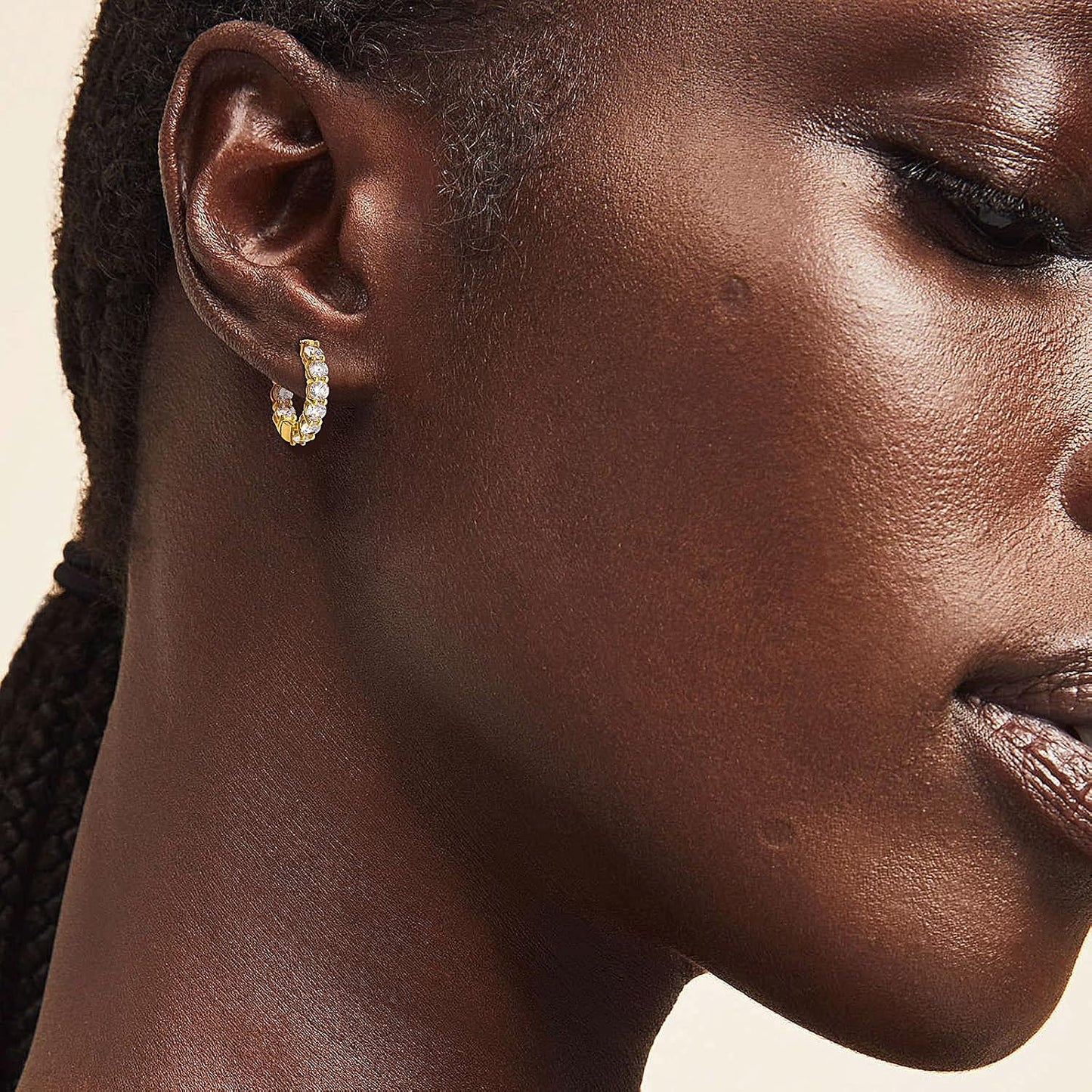 Aretes de aro de plata esterlina con circonita cúbica y aretes de o...