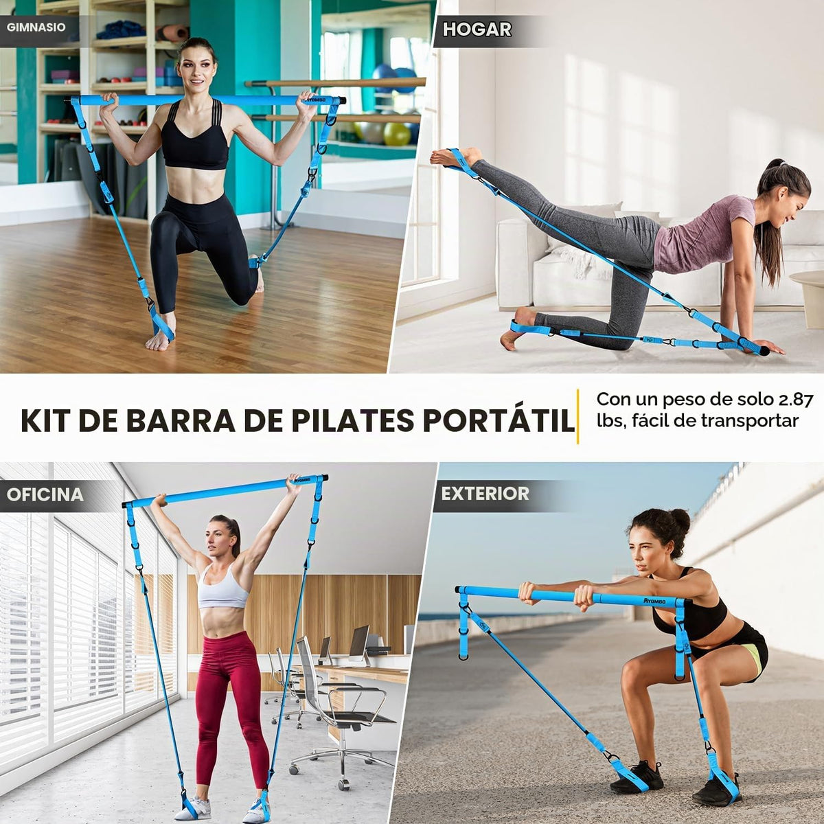 Kit de barra de pilates Ayombo con bandas de resistencia, equipo de...