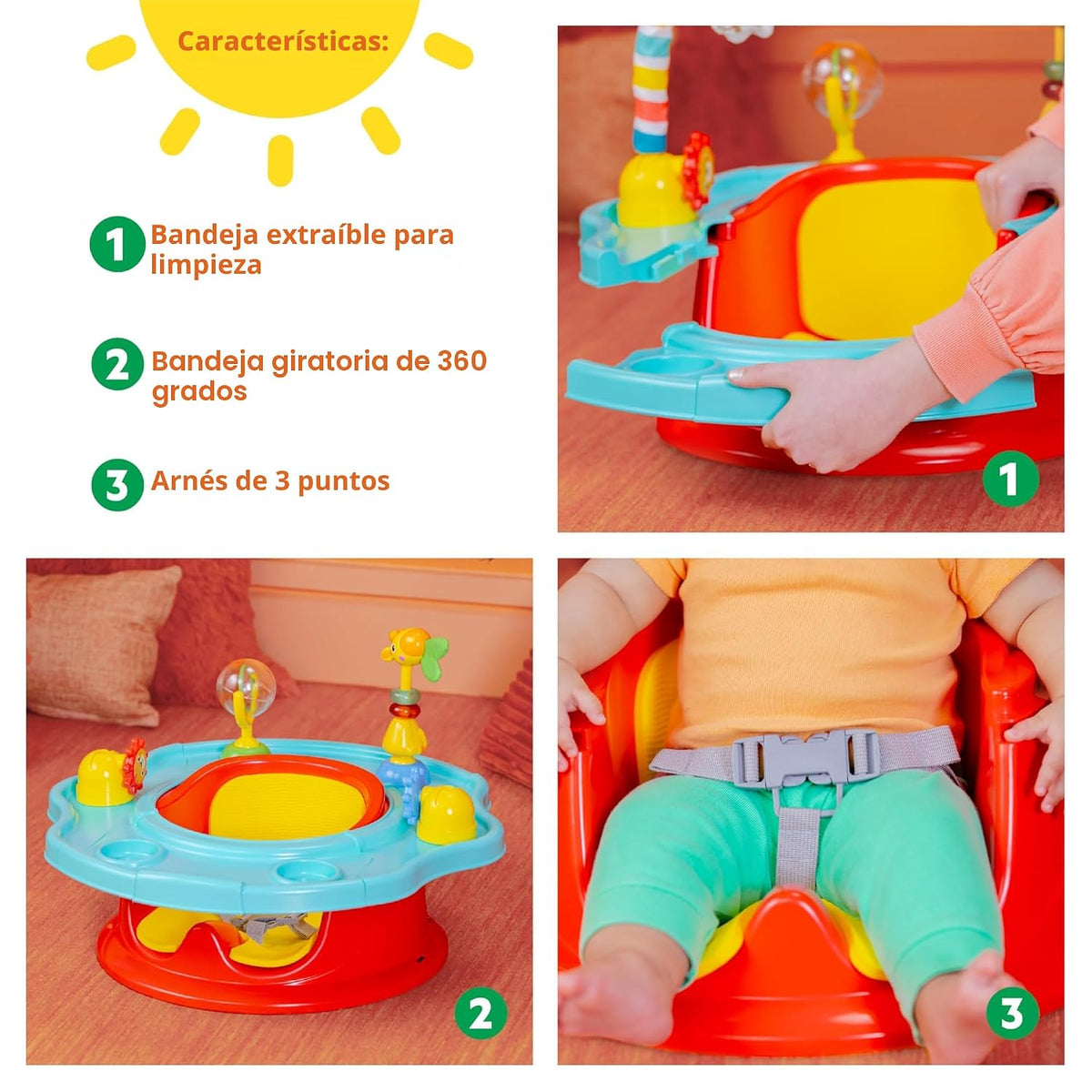 Bright Starts SuperSeat Playful Paradise 3 en 1, asiento de activid...