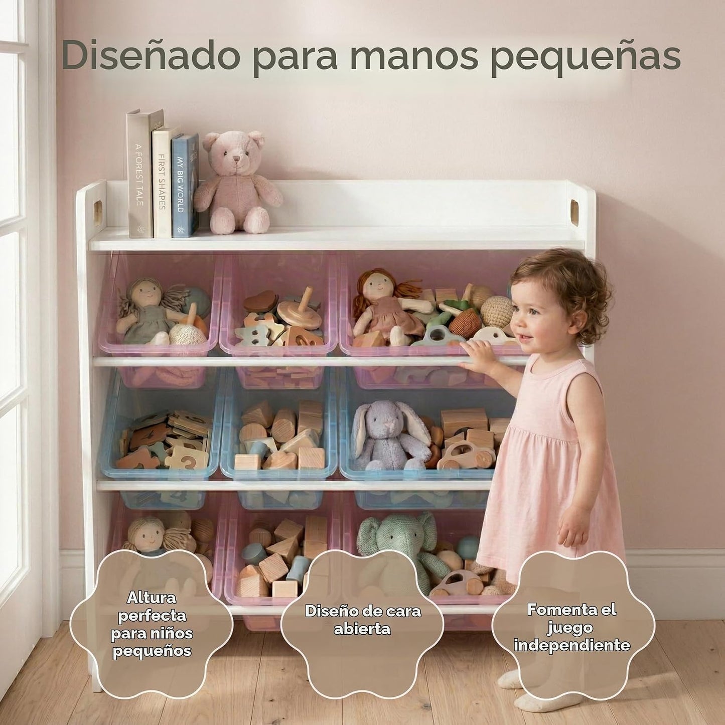 Humble Crew Organizador de juguetes para niños con estante de exhib...