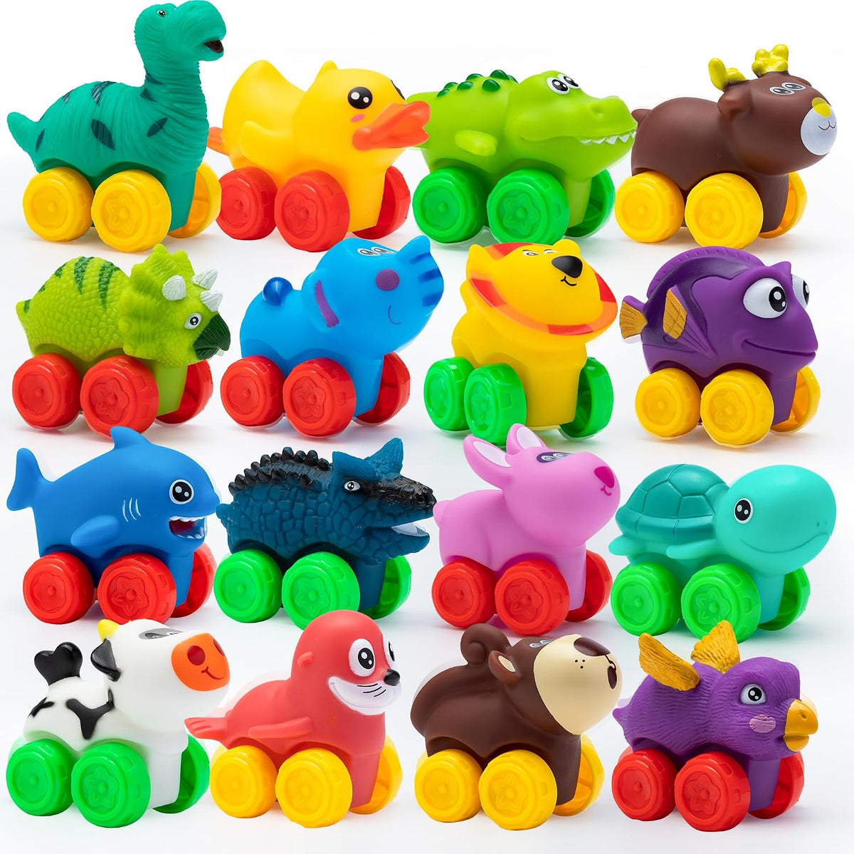 JOYIN Coches de Animales, Juguete de Set de Coches de Goma Suave, M...