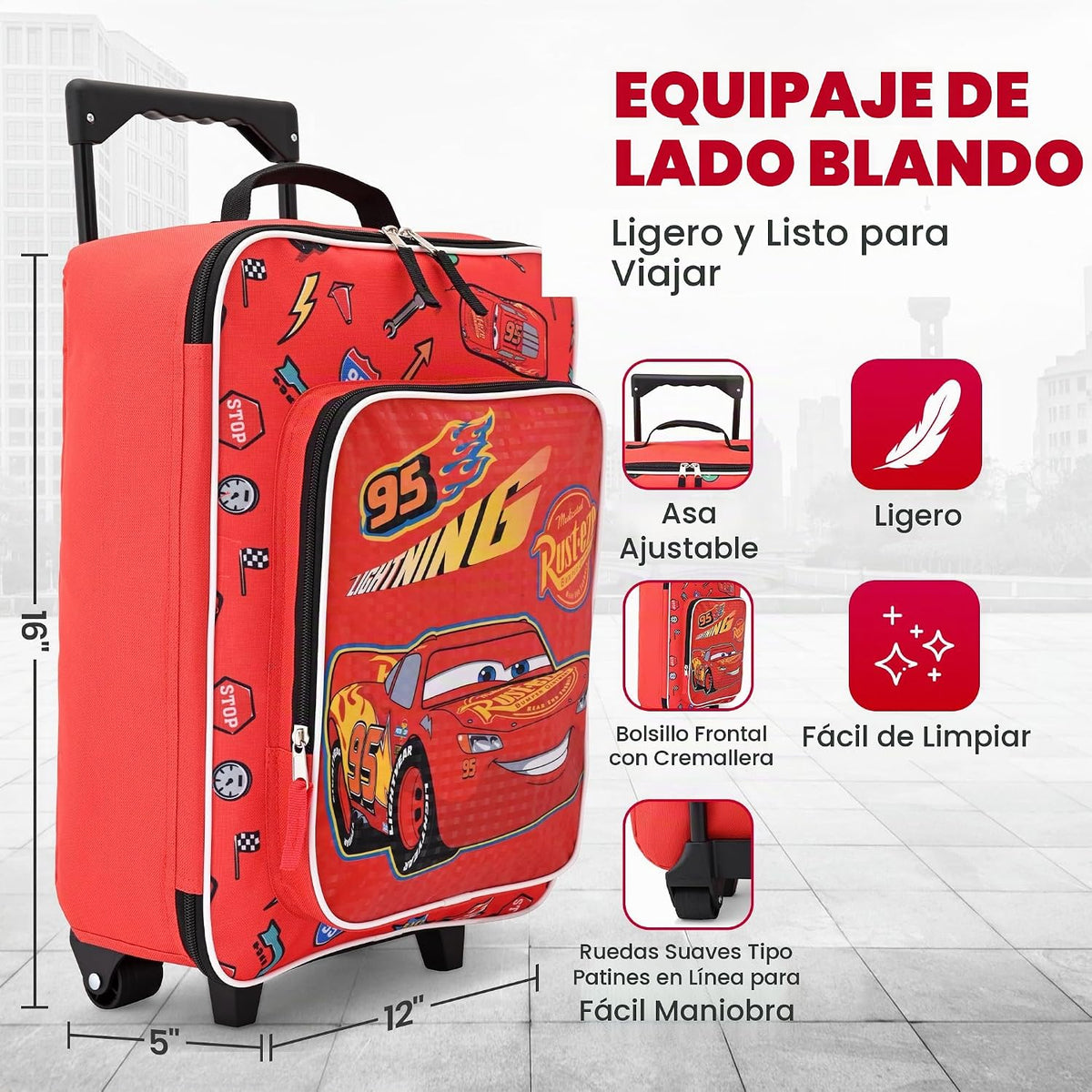 Fast Forward Equipaje para Niños de 16" Lado Suave con Ruedas M...