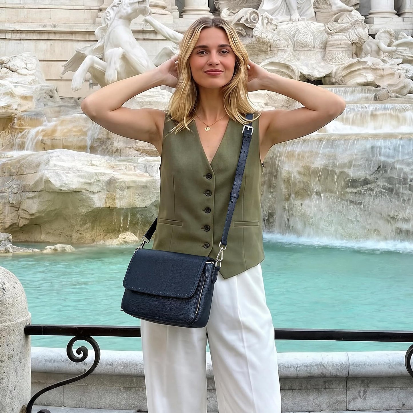 befen Bolsos cruzados de cuero genuino para mujer, bolso mediano co...