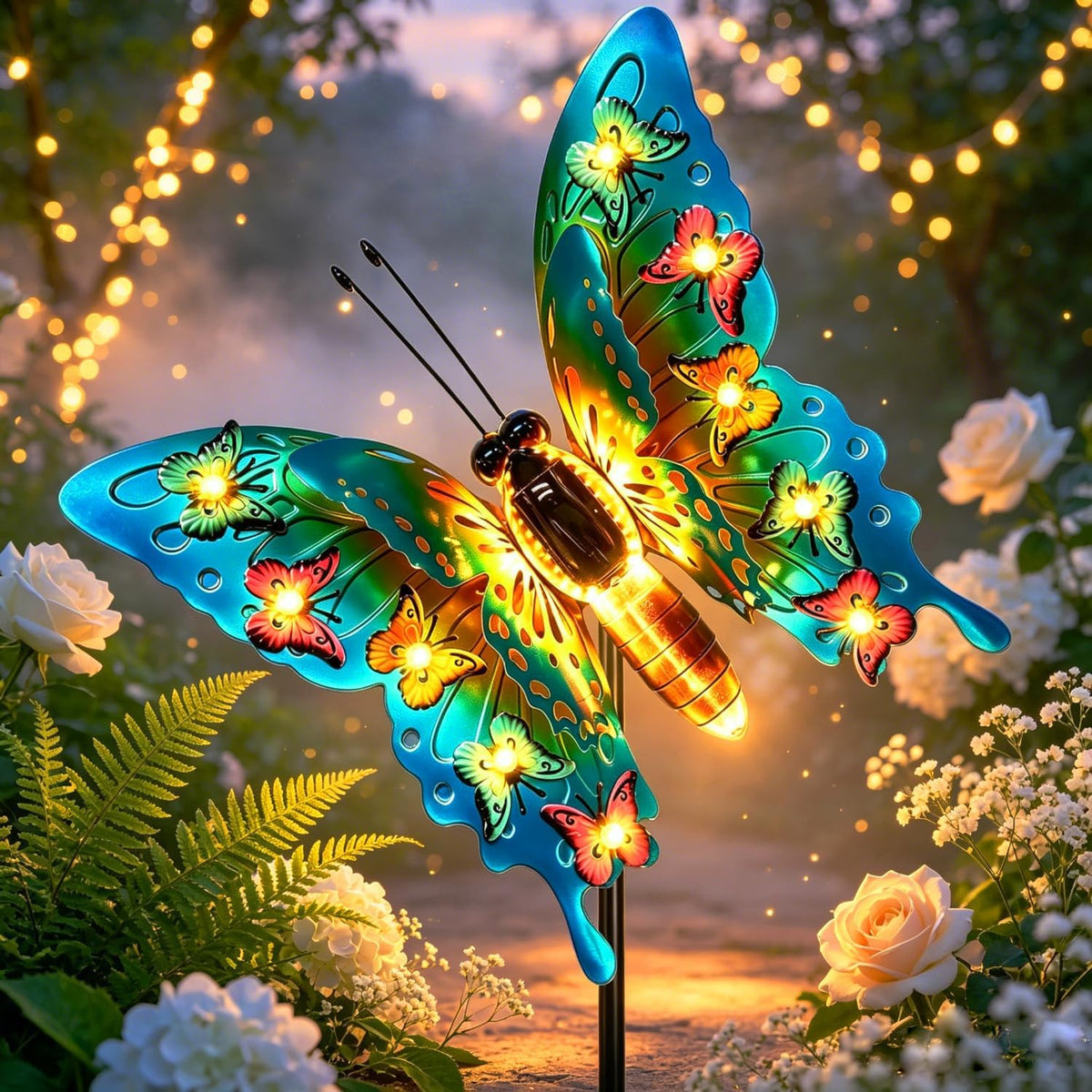 Luces solares de mariposa para exteriores, grandes luces de metal p...