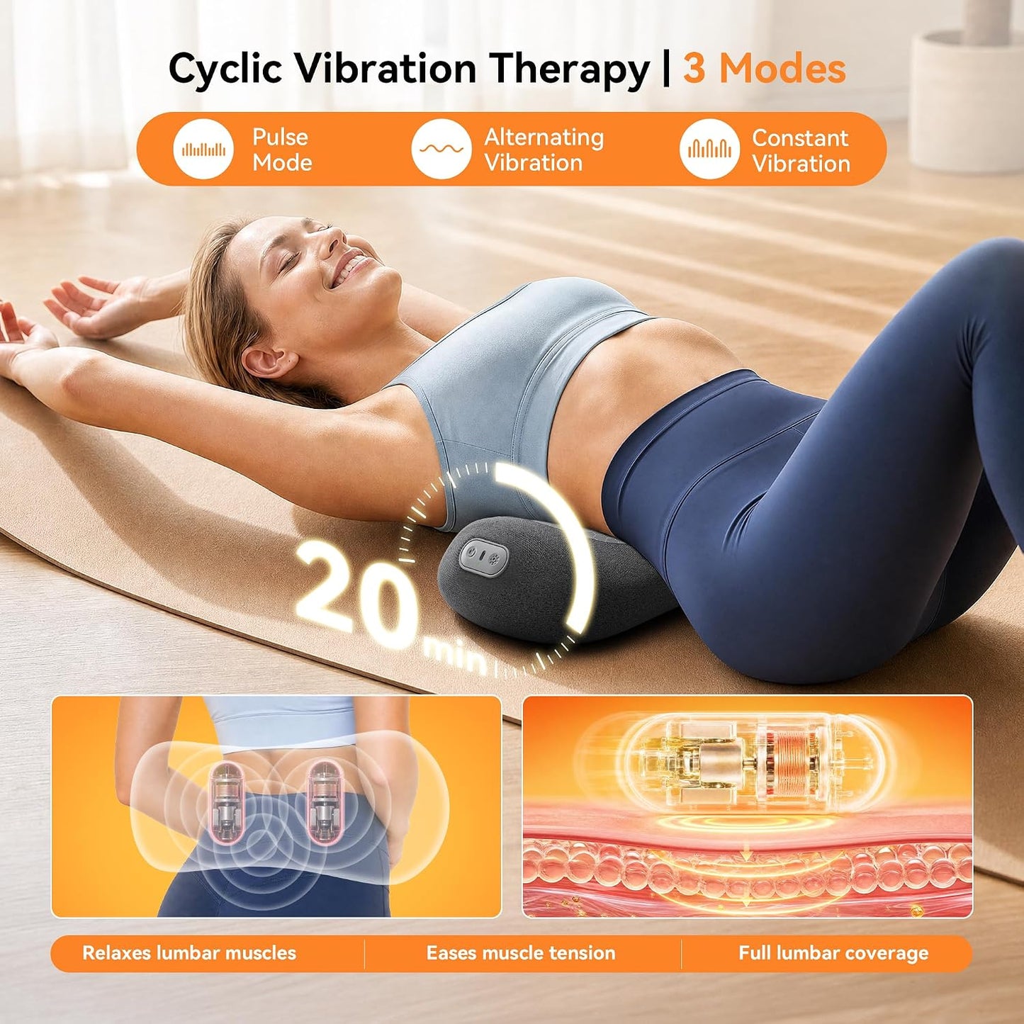 Yunari Masajeador de espalda triple fusión inalámbrico, almohada lu...