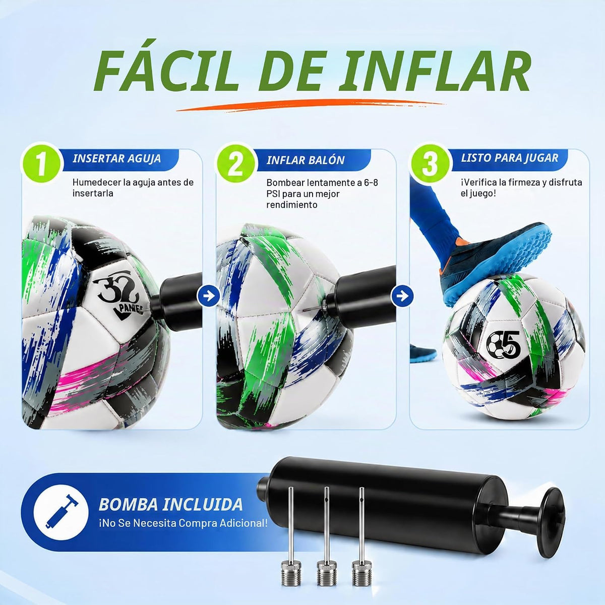 Innotoys Balón de fútbol tamaño 5, tamaño 4, tamaño 3, desinflado,...