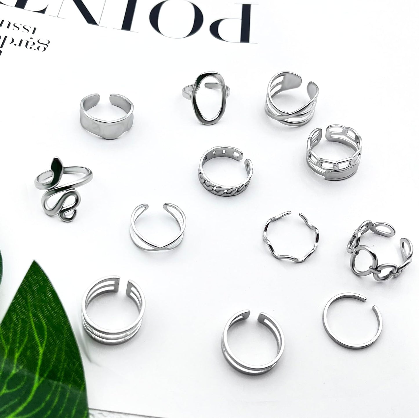 PINCHUAN Juego de 17 anillos de plata para nudillos para mujer, jue...