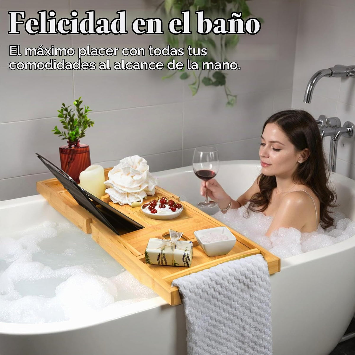 Home It Bandeja Premium Plegable para Bañera - Bandeja de Baño de B...
