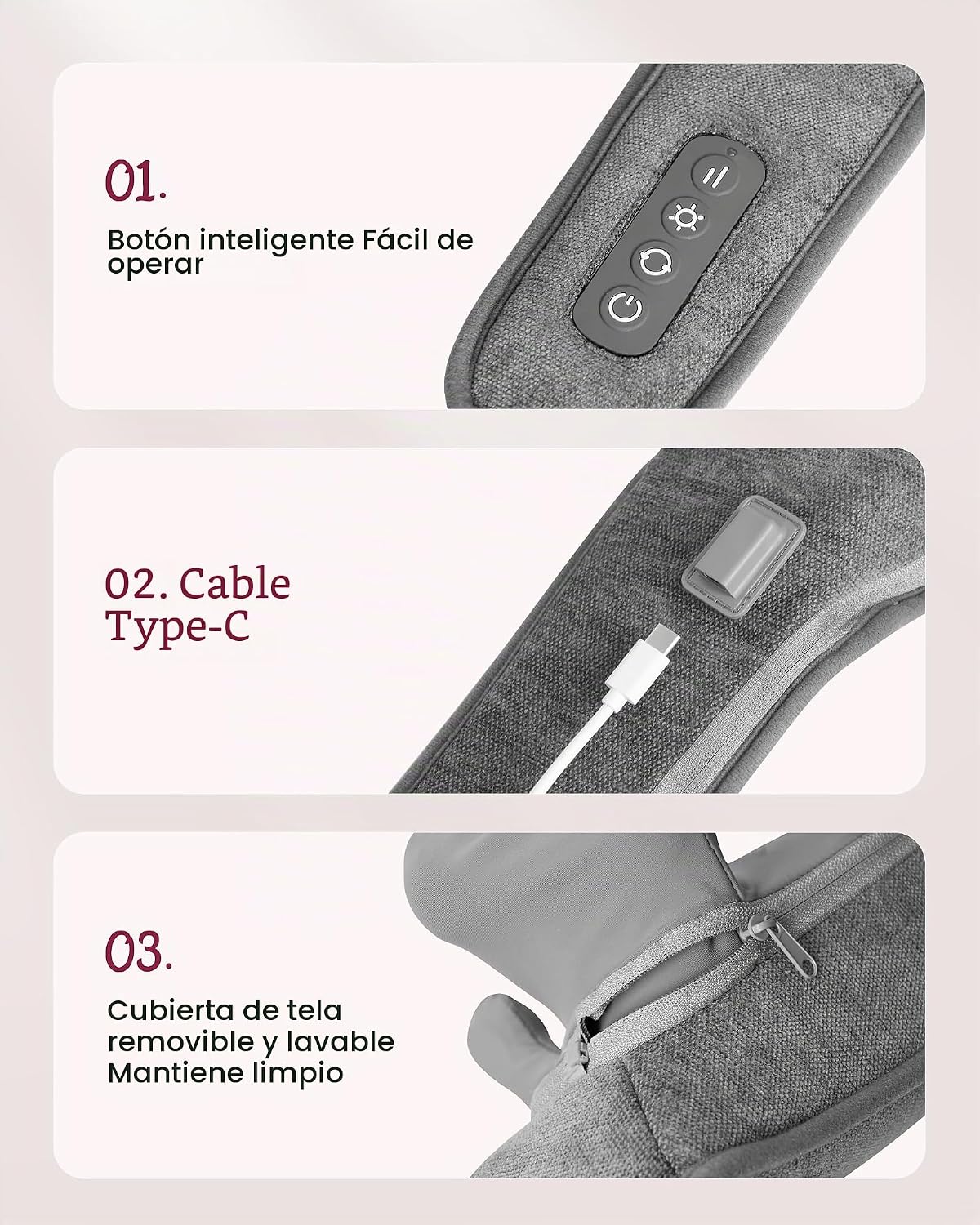 THERAZZAGGE Masajeador de cuello inalámbrico con calor - Elegible p...