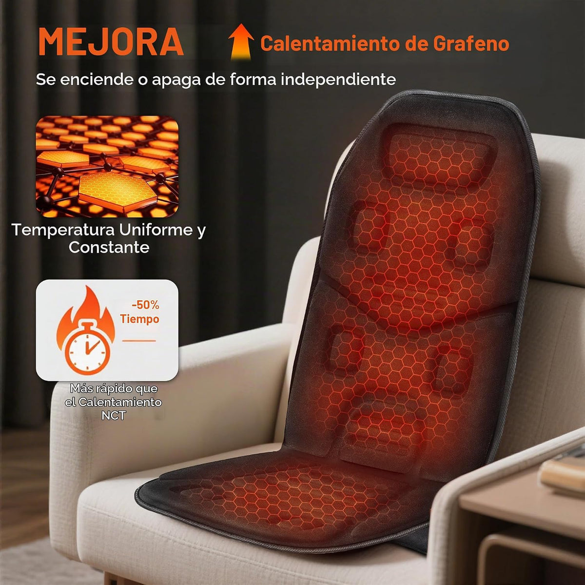 COMFIER Cojín de asiento de masaje con calor, 10 motores de vibraci...