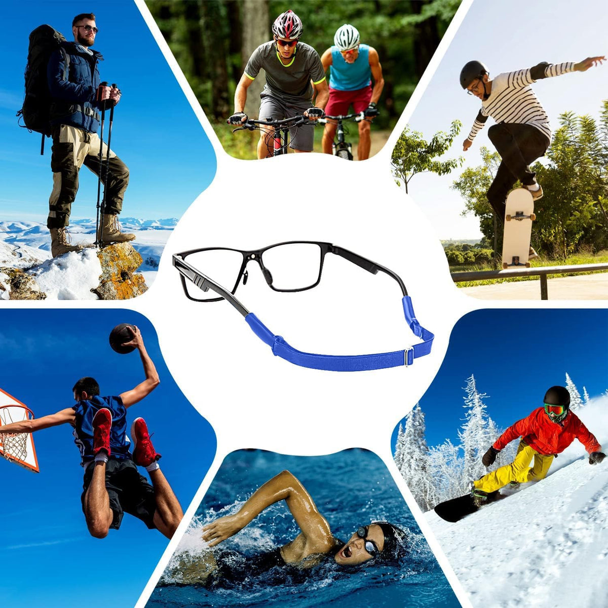 Enenfly Correas ajustables para gafas, paquete de 3 retenedores de...